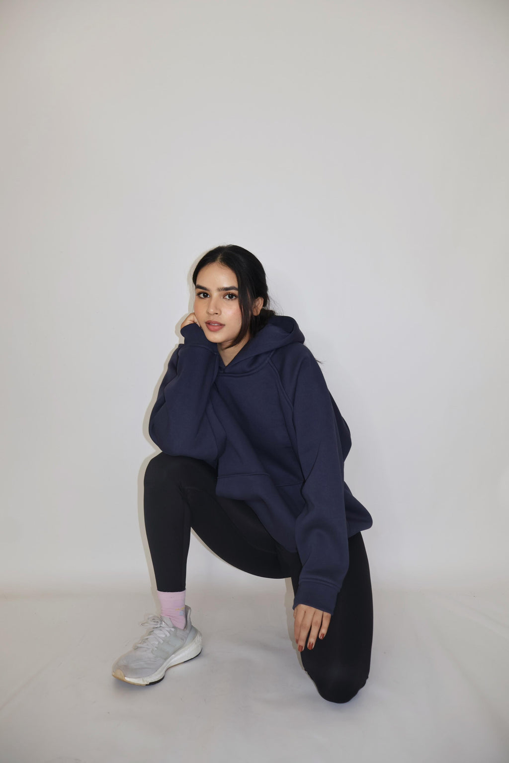 Urja in navy oversized hoodie