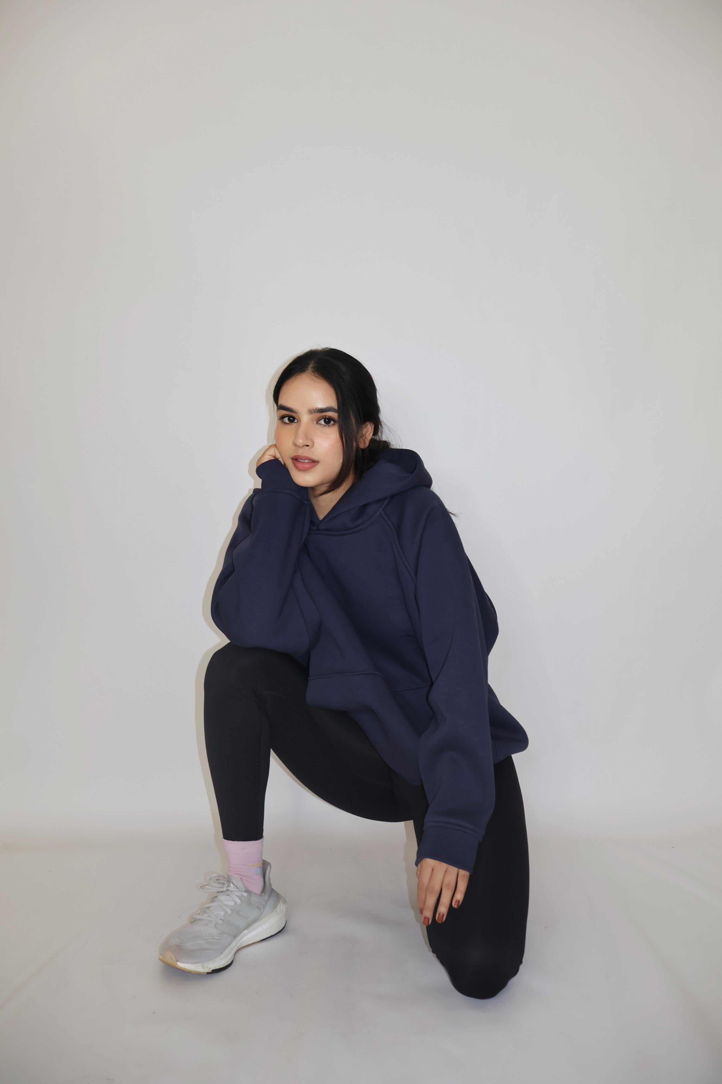 Urja in navy oversized hoodie