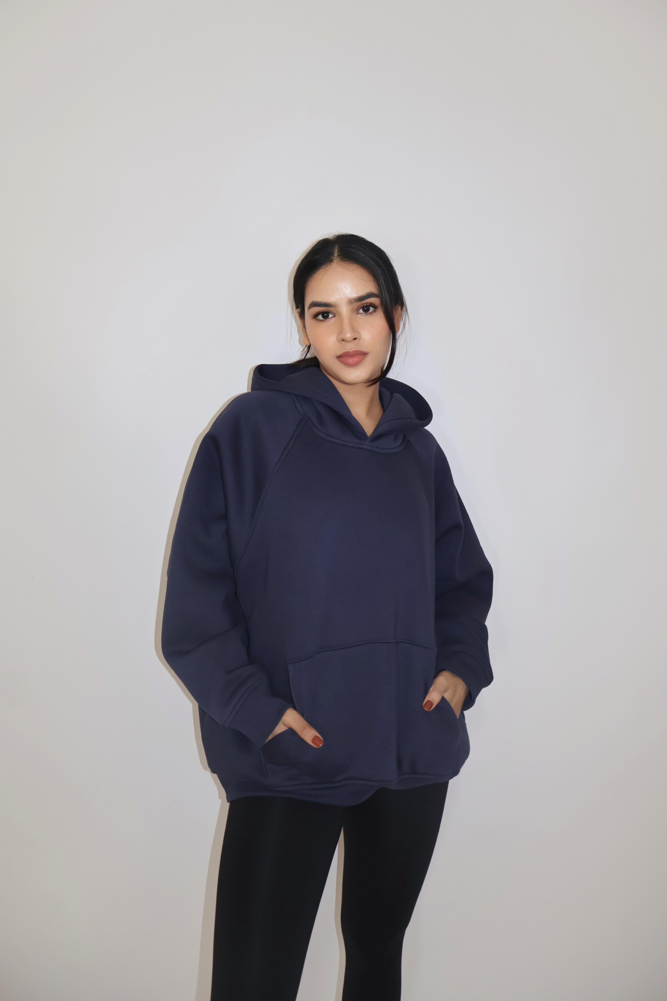 Urja in navy oversized hoodie