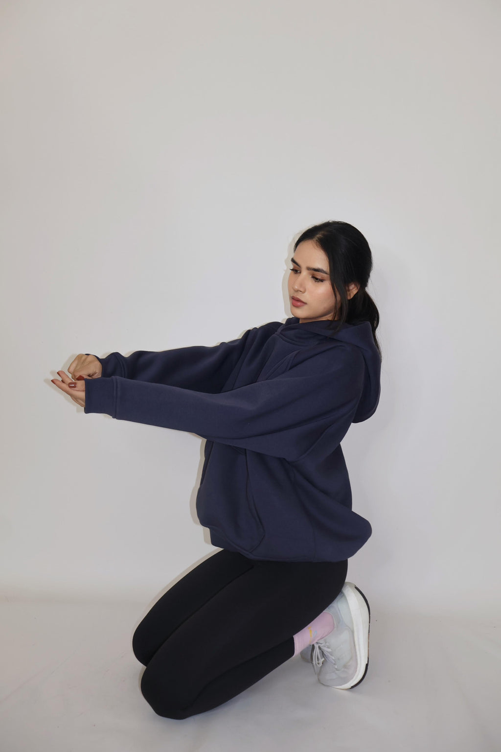 Urja in navy oversized hoodie