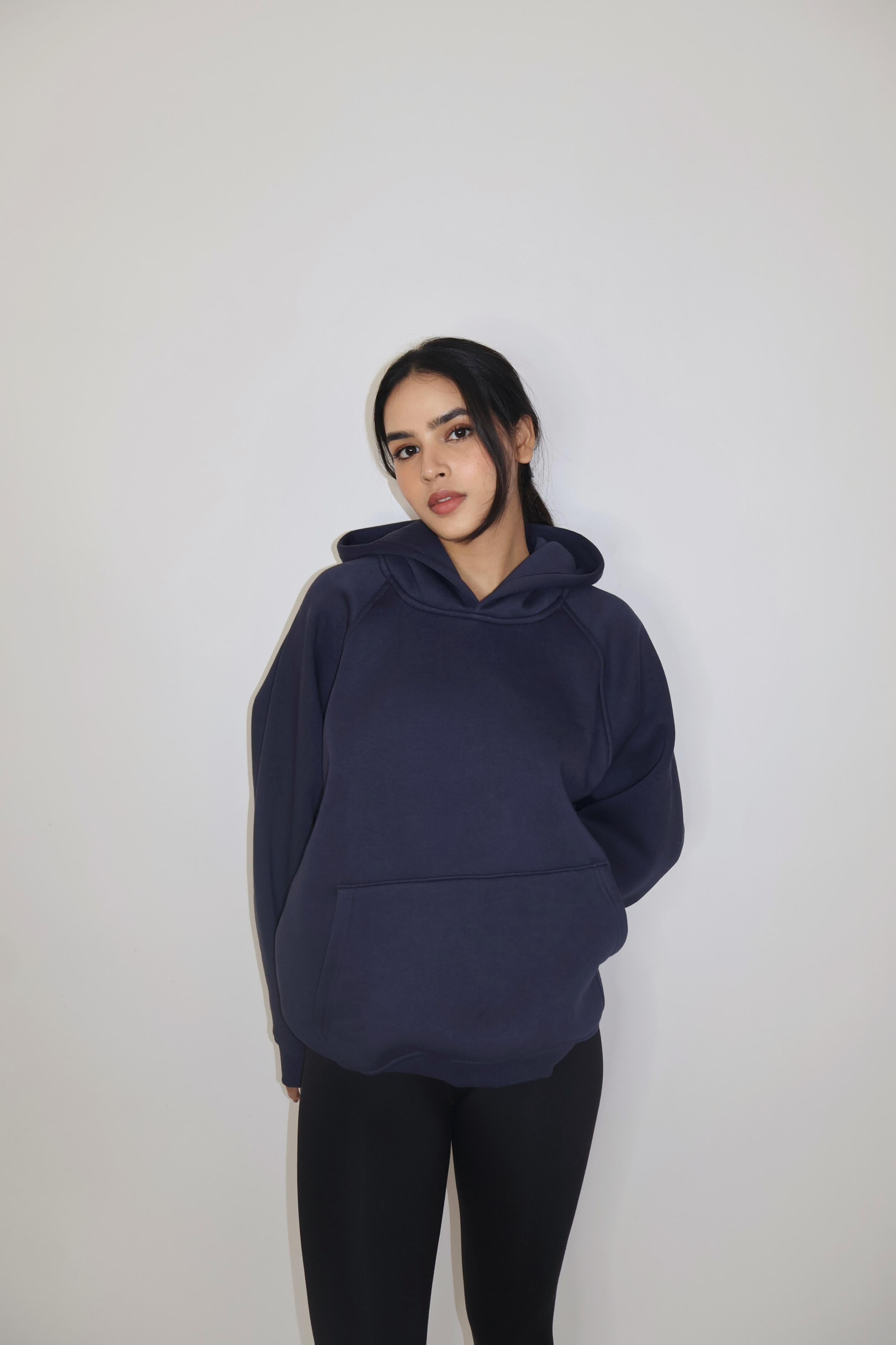 Urja in navy oversized hoodie