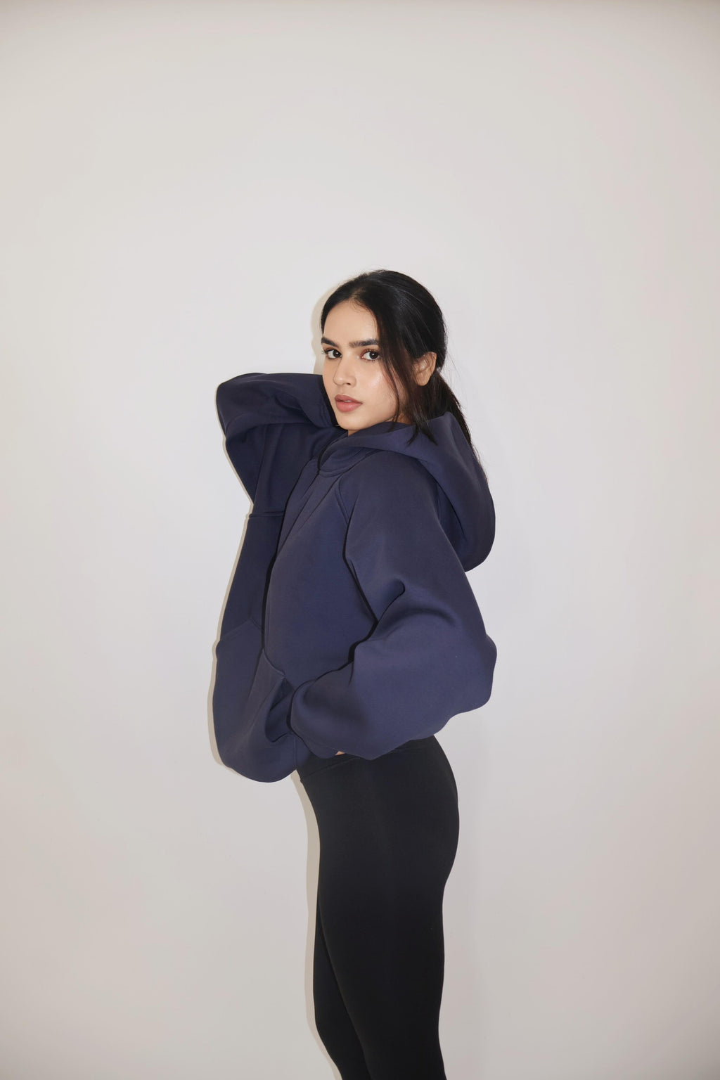 Urja in navy oversized hoodie