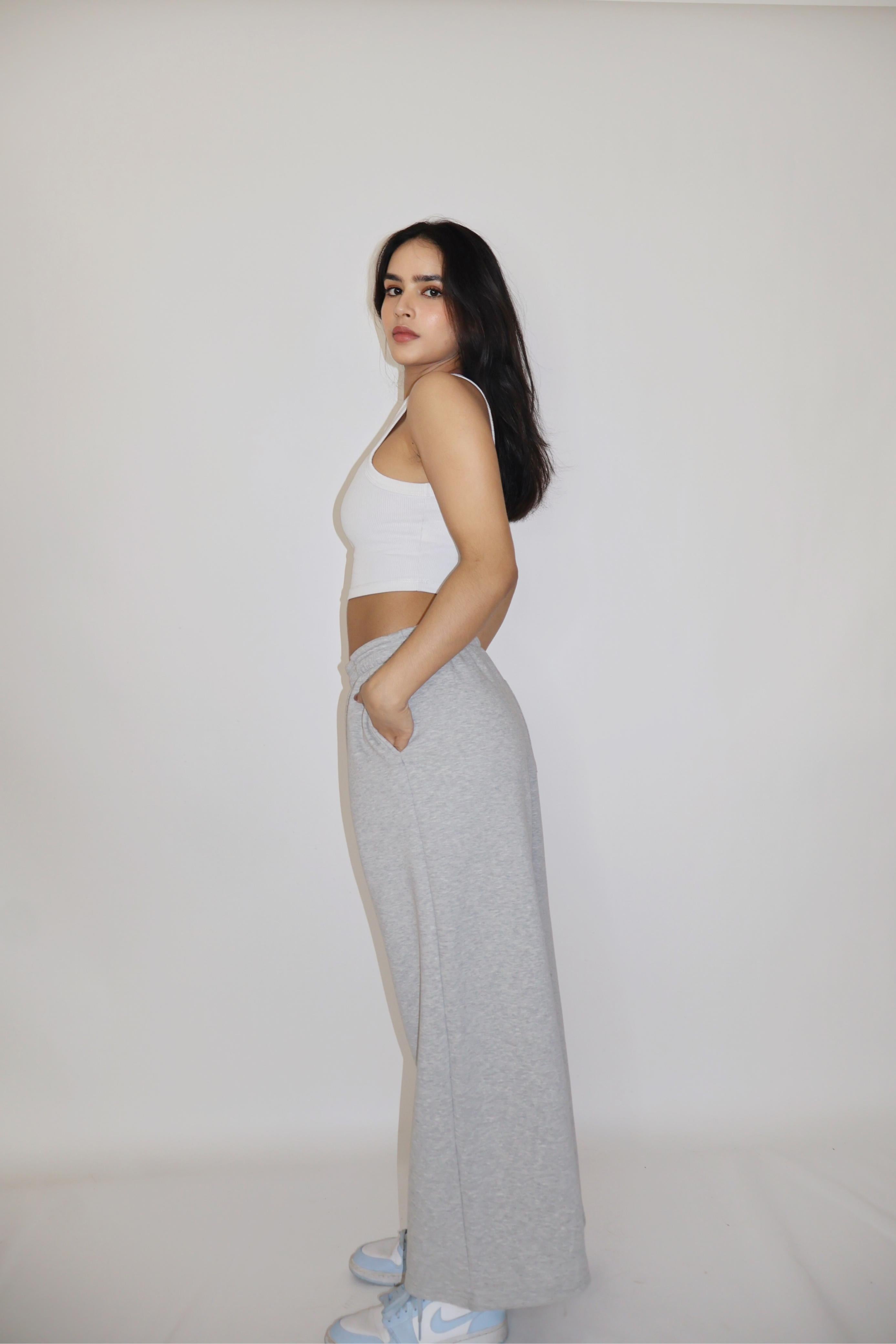 Grey Wide-Legged Fleece Joggers - Everyday Joggers (Slate)
