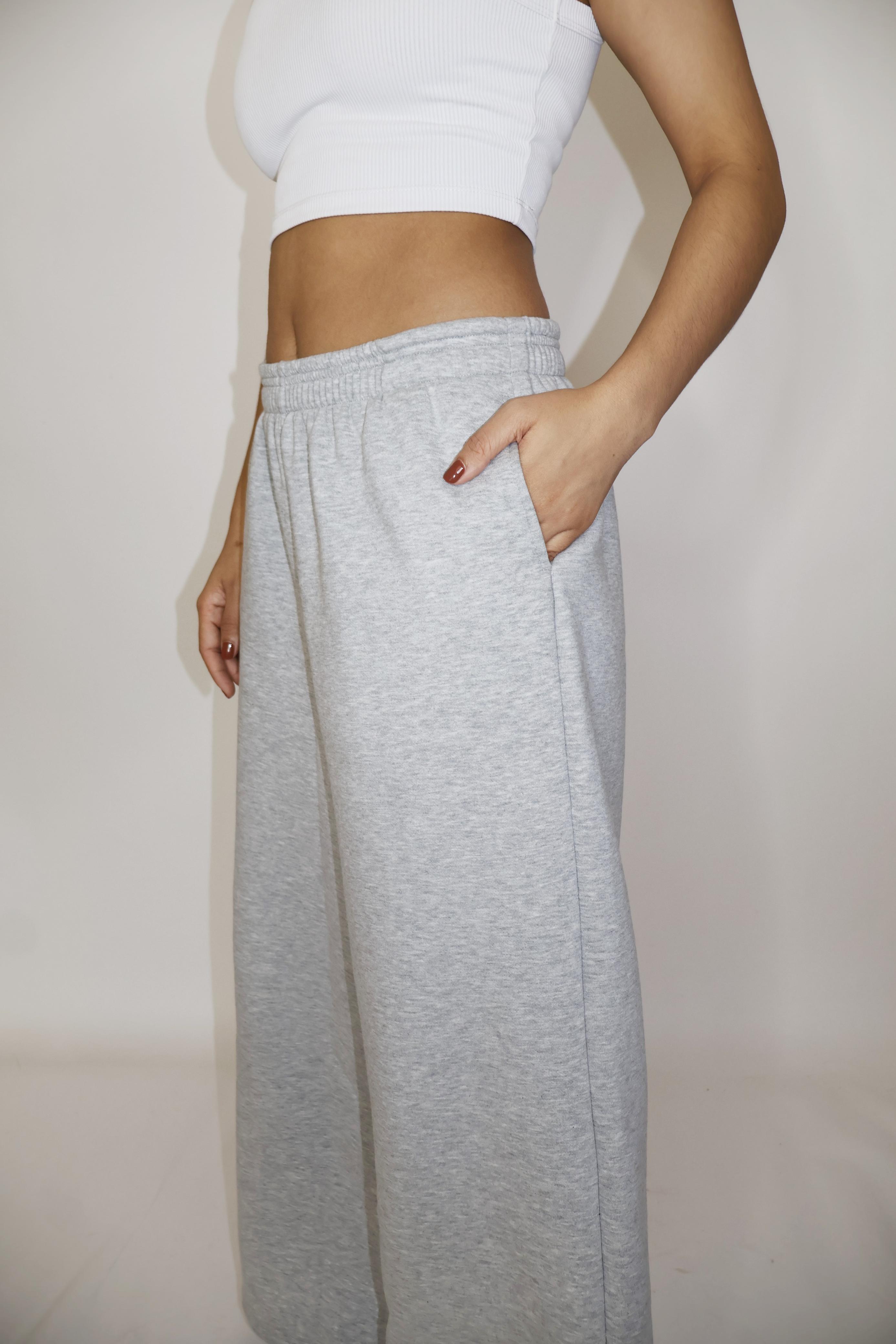Grey Wide-Legged Fleece Joggers - Everyday Joggers (Slate)