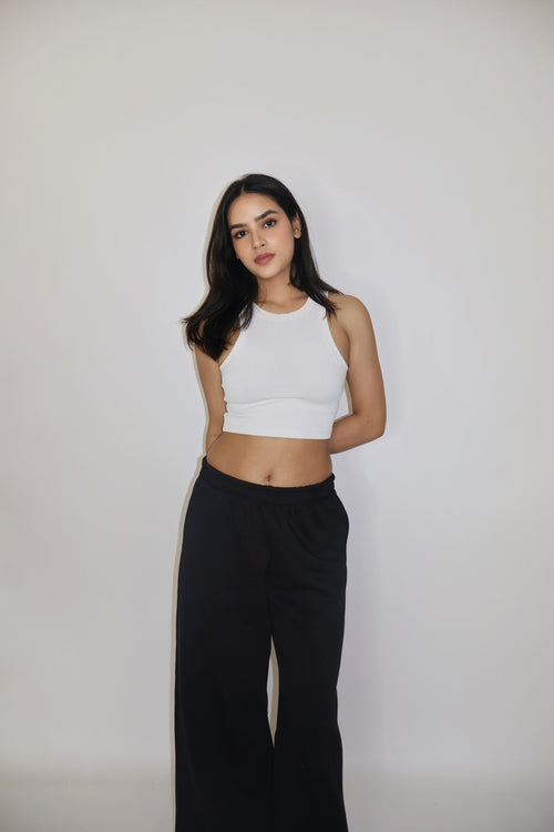 Black Wide-Legged Fleece  Joggers - Everyday Joggers (Onyx)