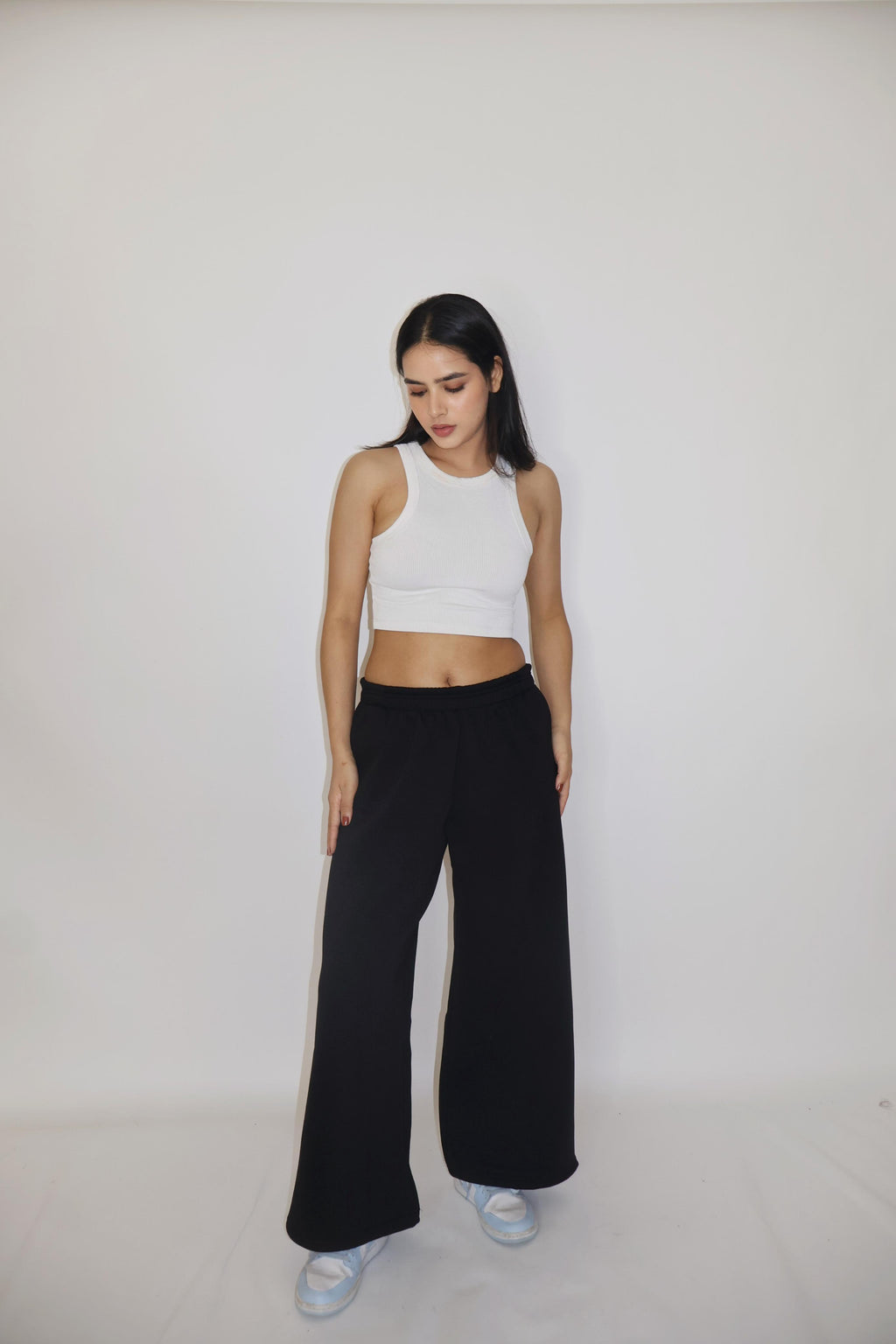 Black Wide-Legged Fleece  Joggers - Everyday Joggers (Onyx)