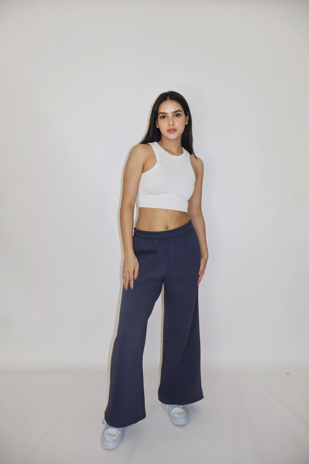 Blue Wide-Legged Fleece Joggers - Everyday Joggers (Navy)