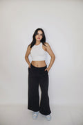 Black Wide-Legged Fleece  Joggers - Everyday Joggers (Onyx)