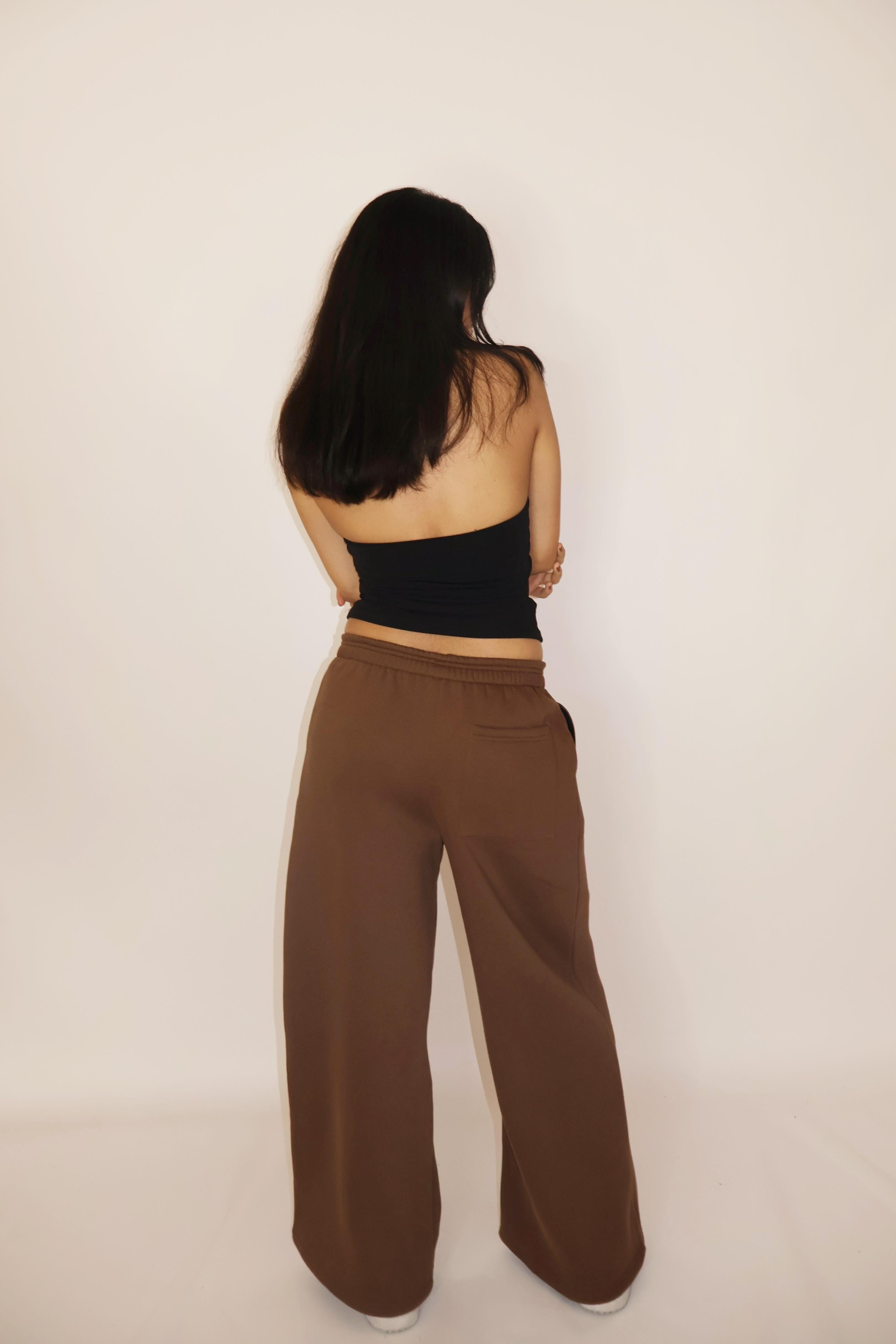 Brown Wide-Legged Fleece Joggers - Everyday Joggers (Coco)