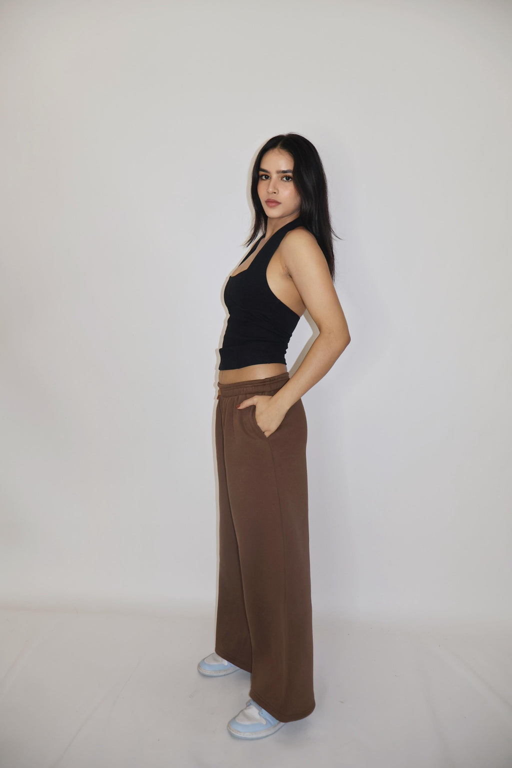 Brown Wide-Legged Fleece Joggers - Everyday Joggers (Coco)