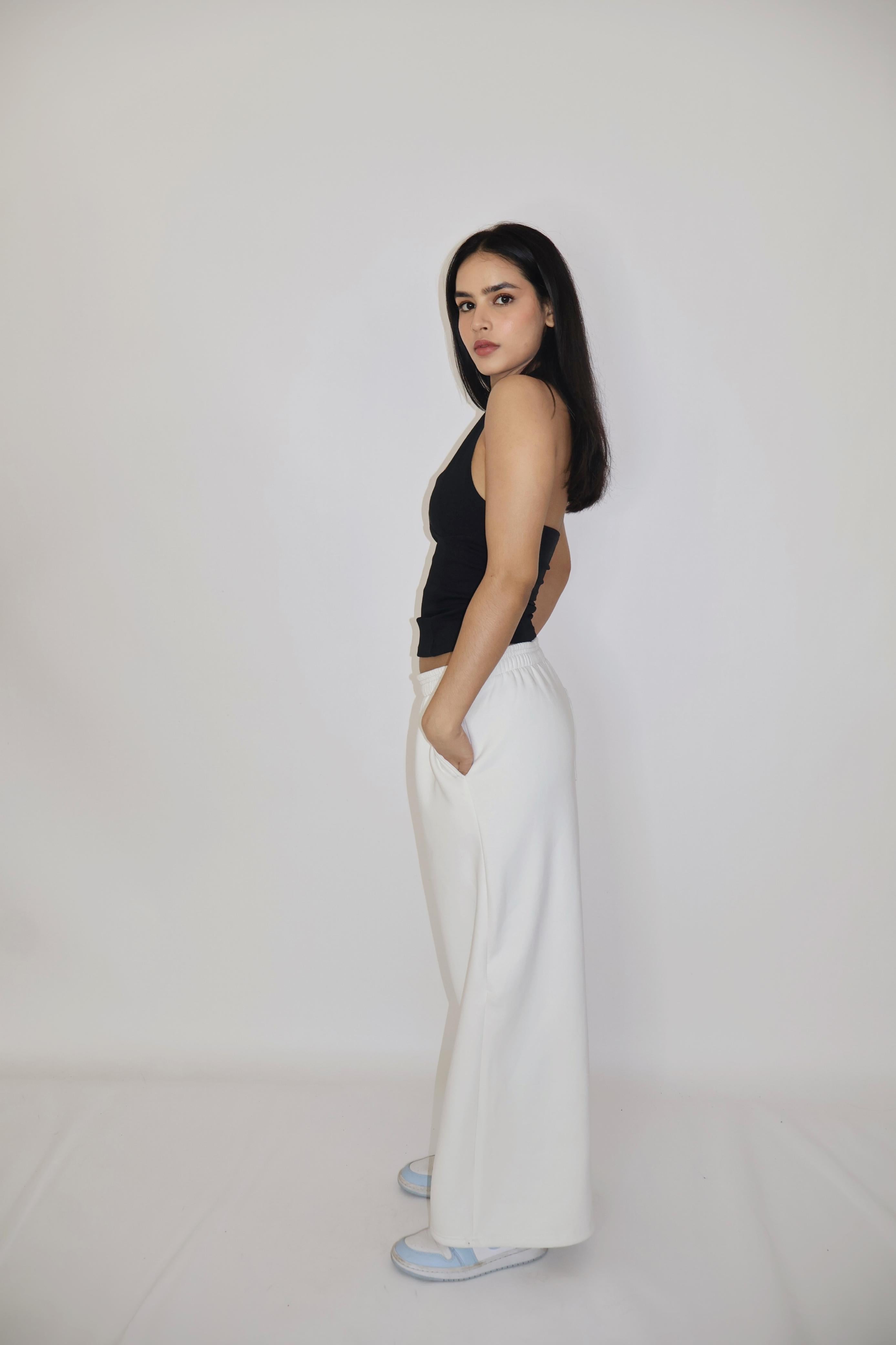 White Wide-Legged Fleece Joggers - Everyday Joggers (Dove)