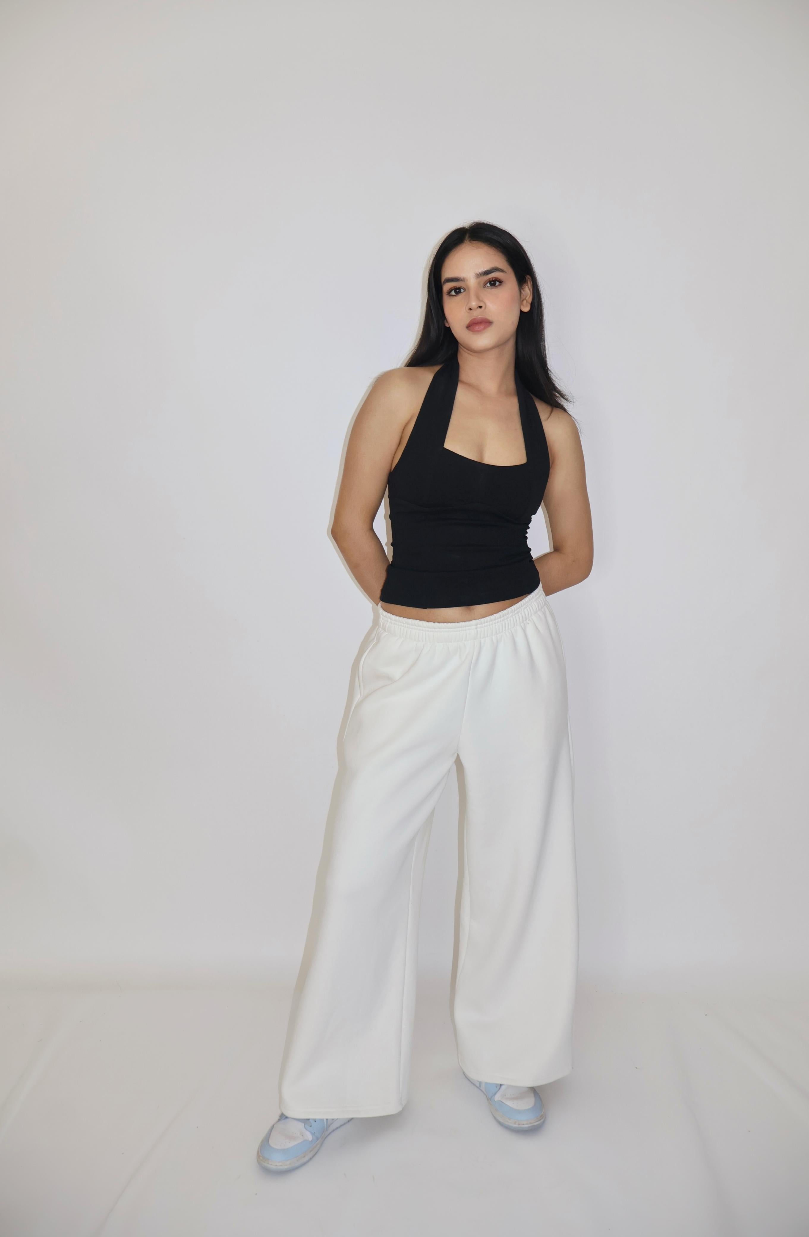 White Wide-Legged Fleece Joggers - Everyday Joggers (Dove)