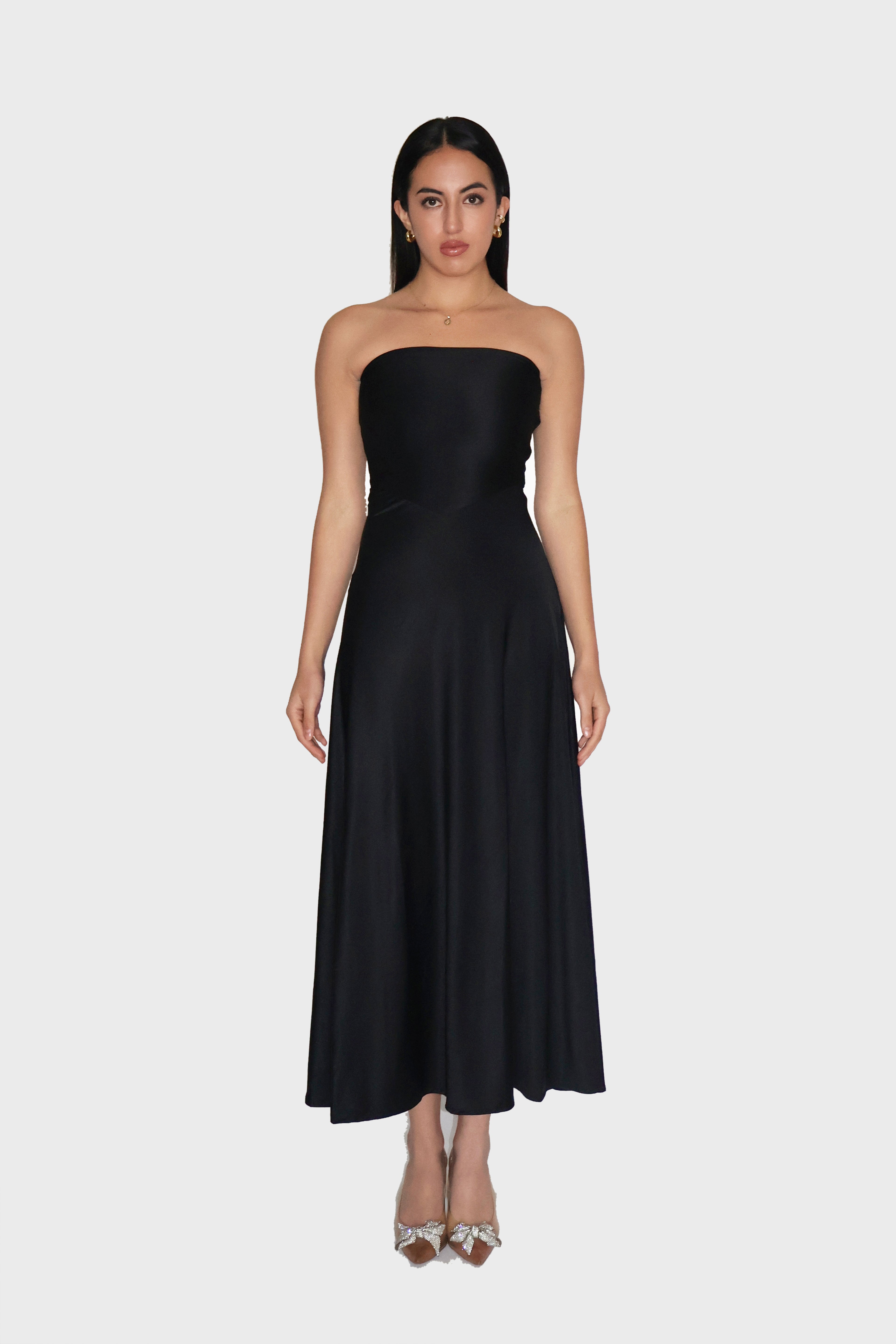 Black Flare Tube Dress - Flow Dress (Onyx)