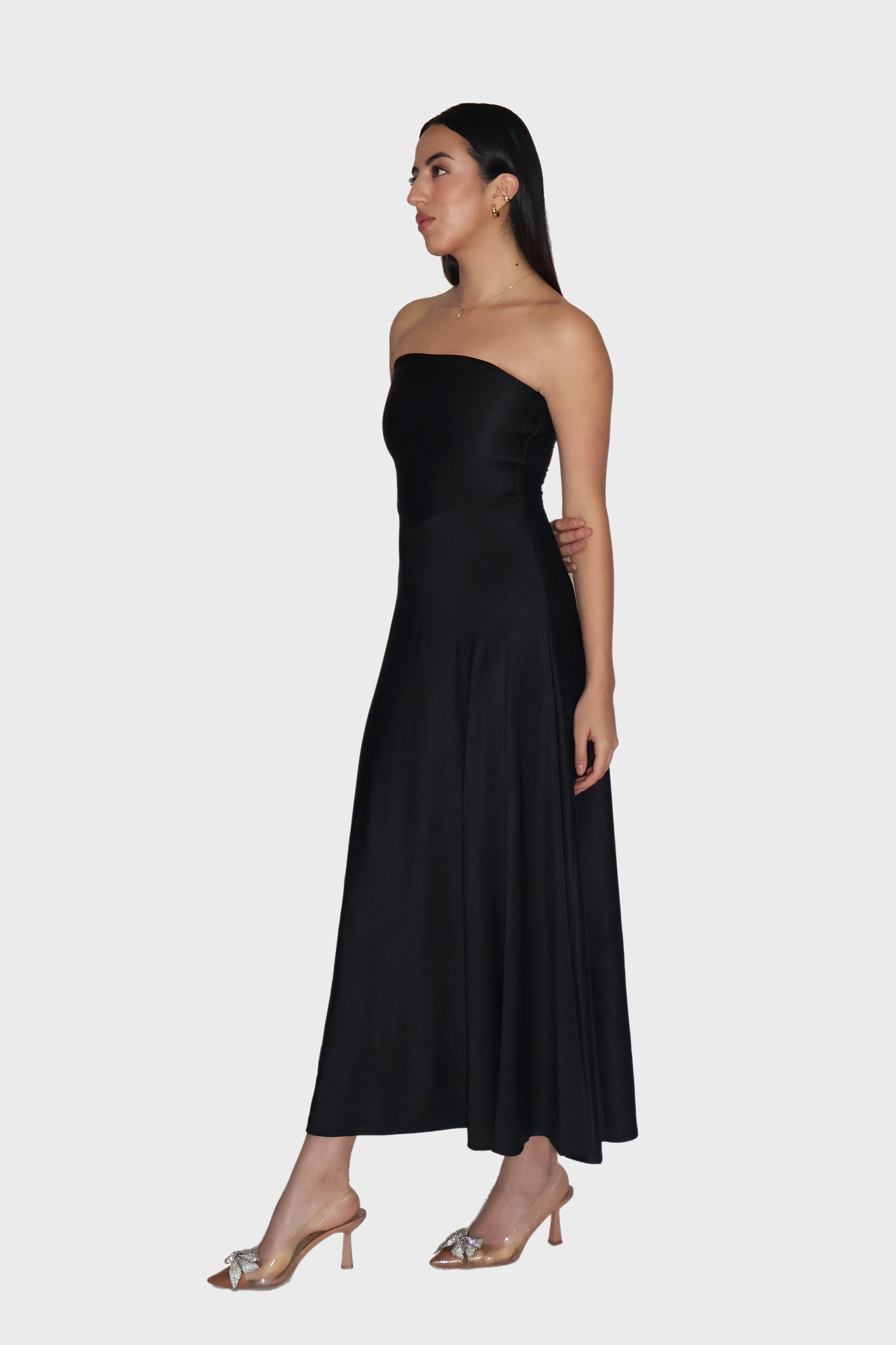 Black Flare Tube Dress - Flow Dress (Onyx)