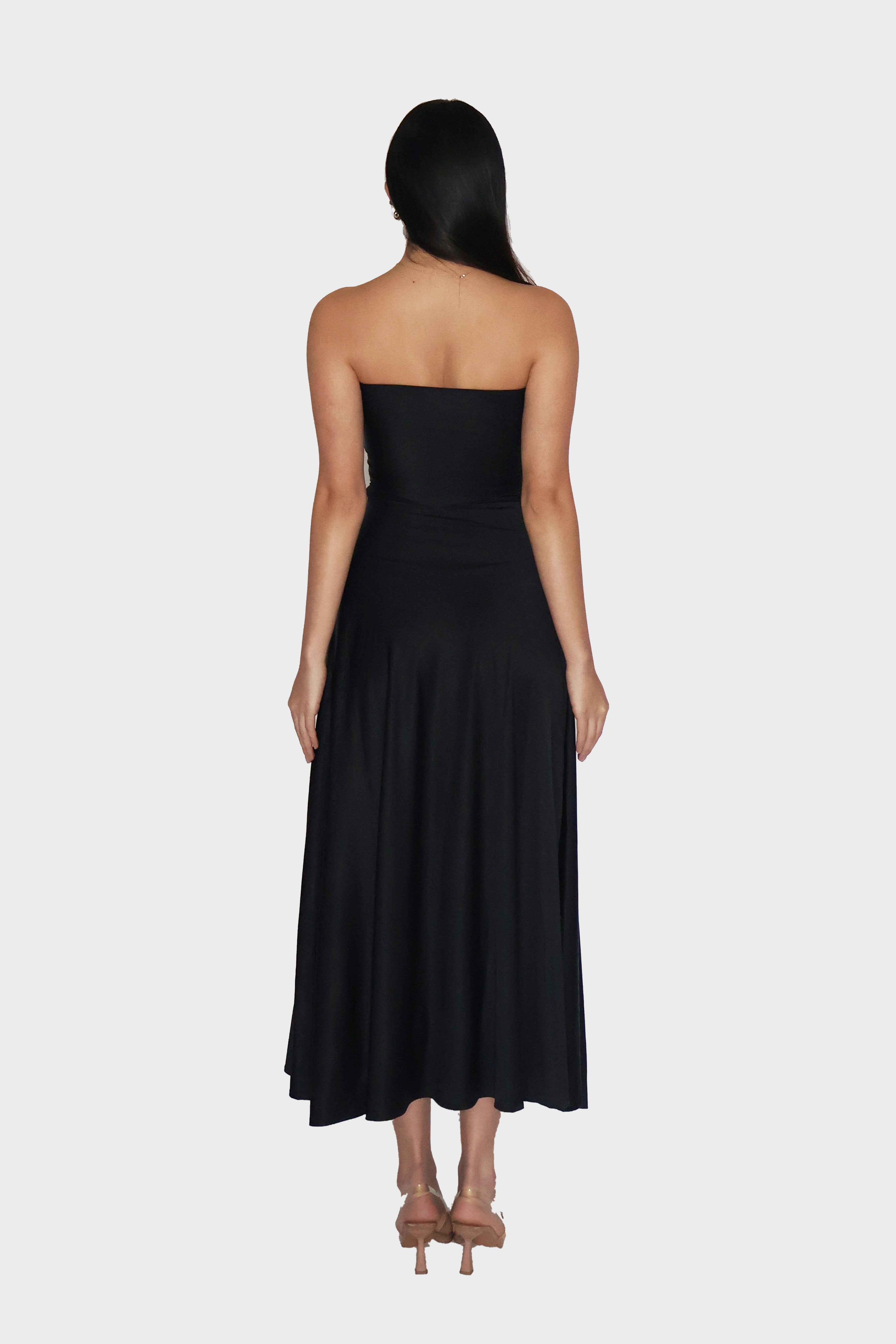 Black Flare Tube Dress - Flow Dress (Onyx)