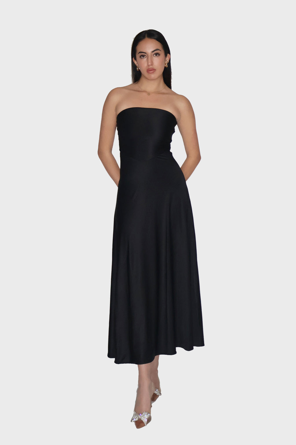 Black Flare Tube Dress - Flow Dress (Onyx)