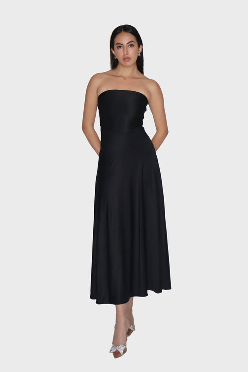 Black Flare Tube Dress - Flow Dress (Onyx)