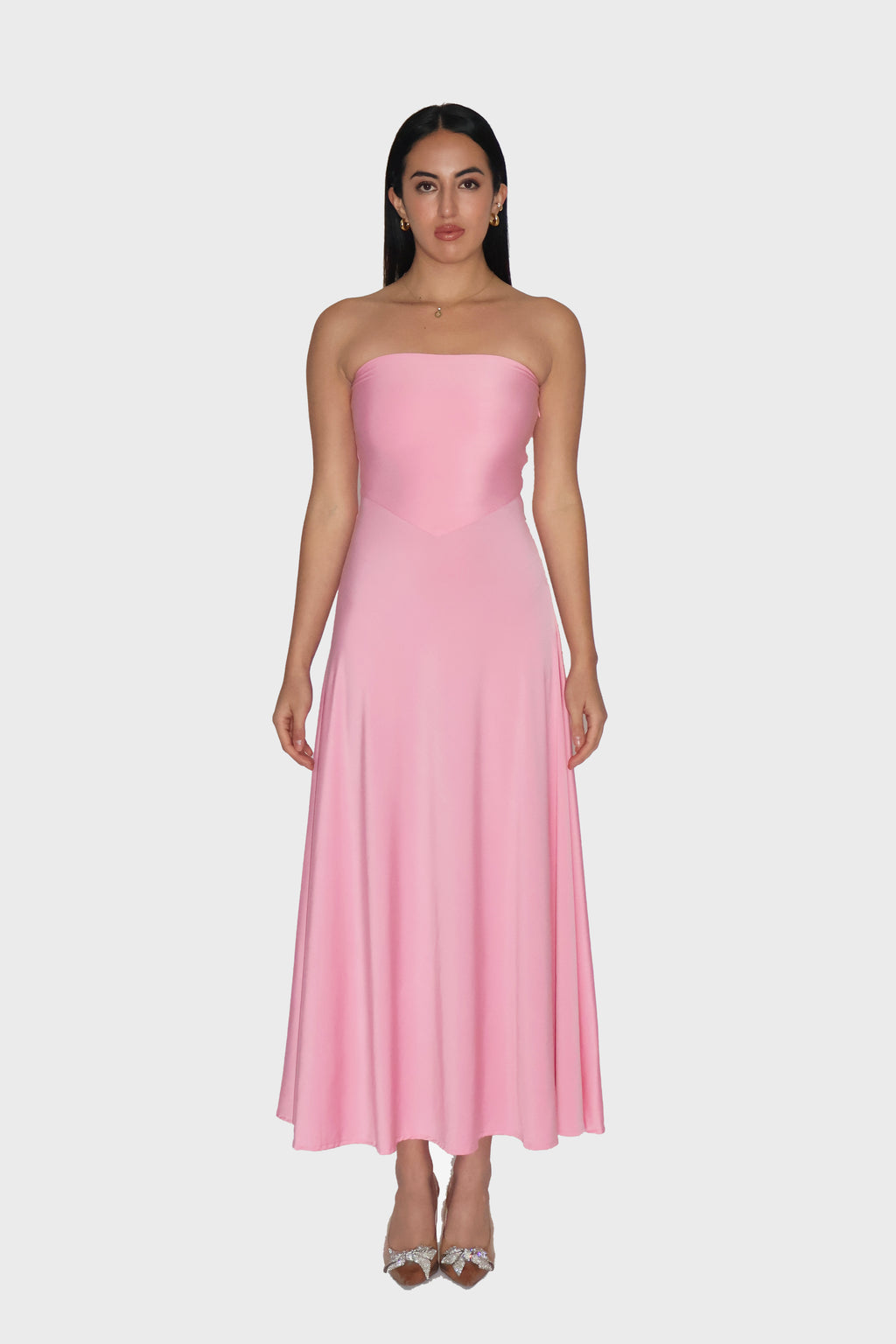 Aastha in Pink Flare Tube Dress - Flow Dress (Flamingo)