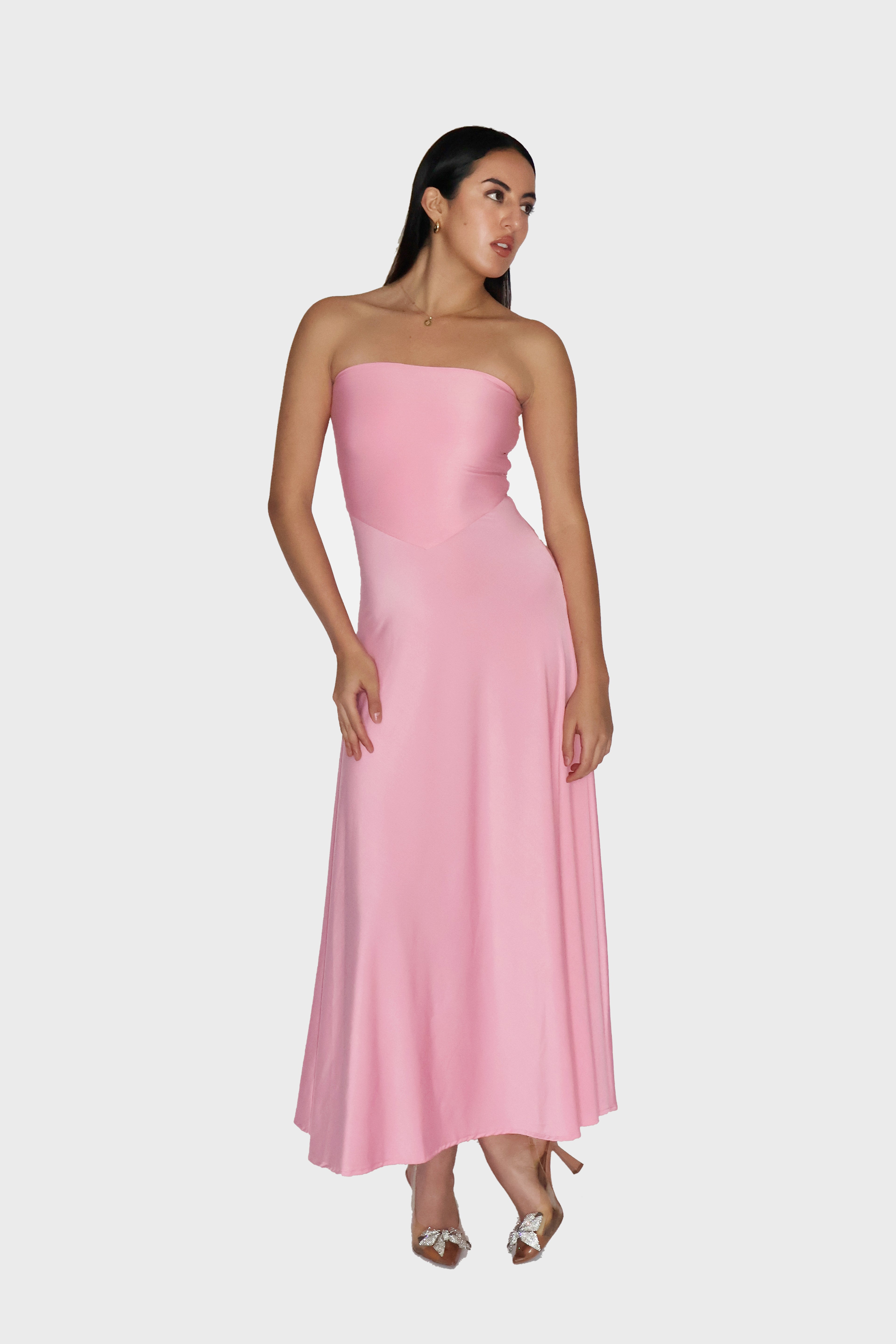 Aastha in Pink Flare Tube Dress - Flow Dress (Flamingo)