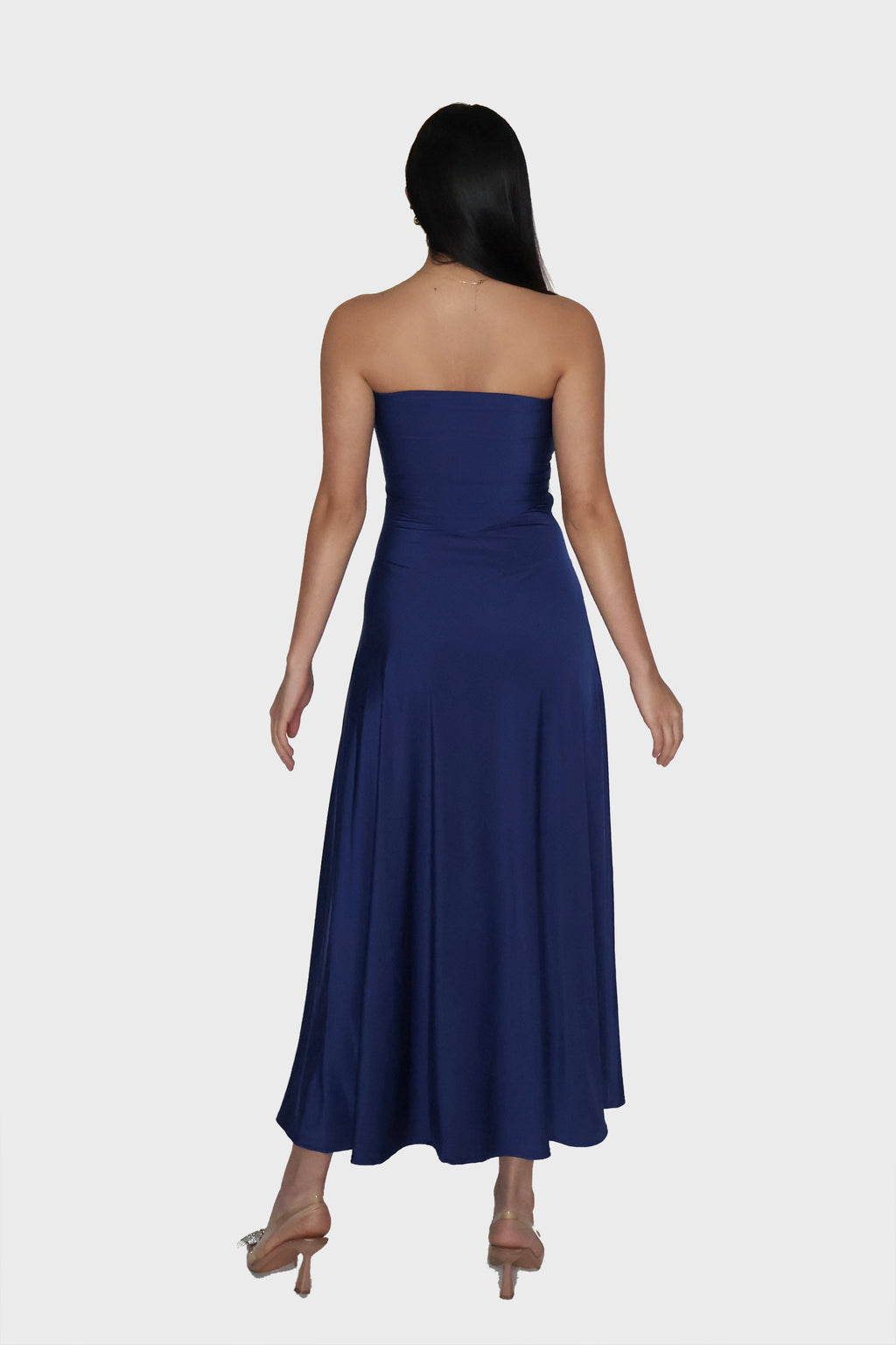 Siddhi in Blue Flare Tube Dress - Flow Dress (Navy)