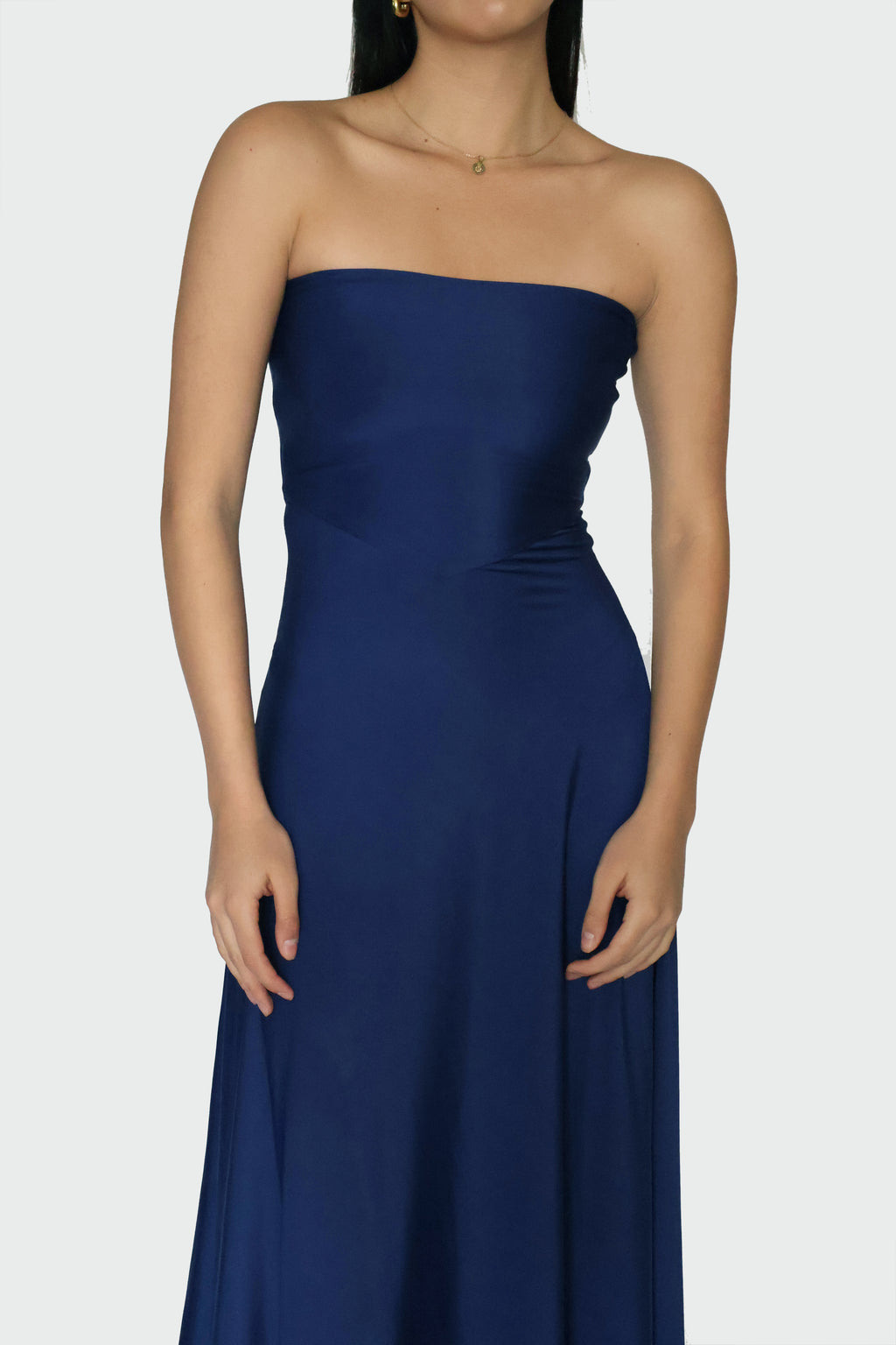 Siddhi in Blue Flare Tube Dress - Flow Dress (Navy)