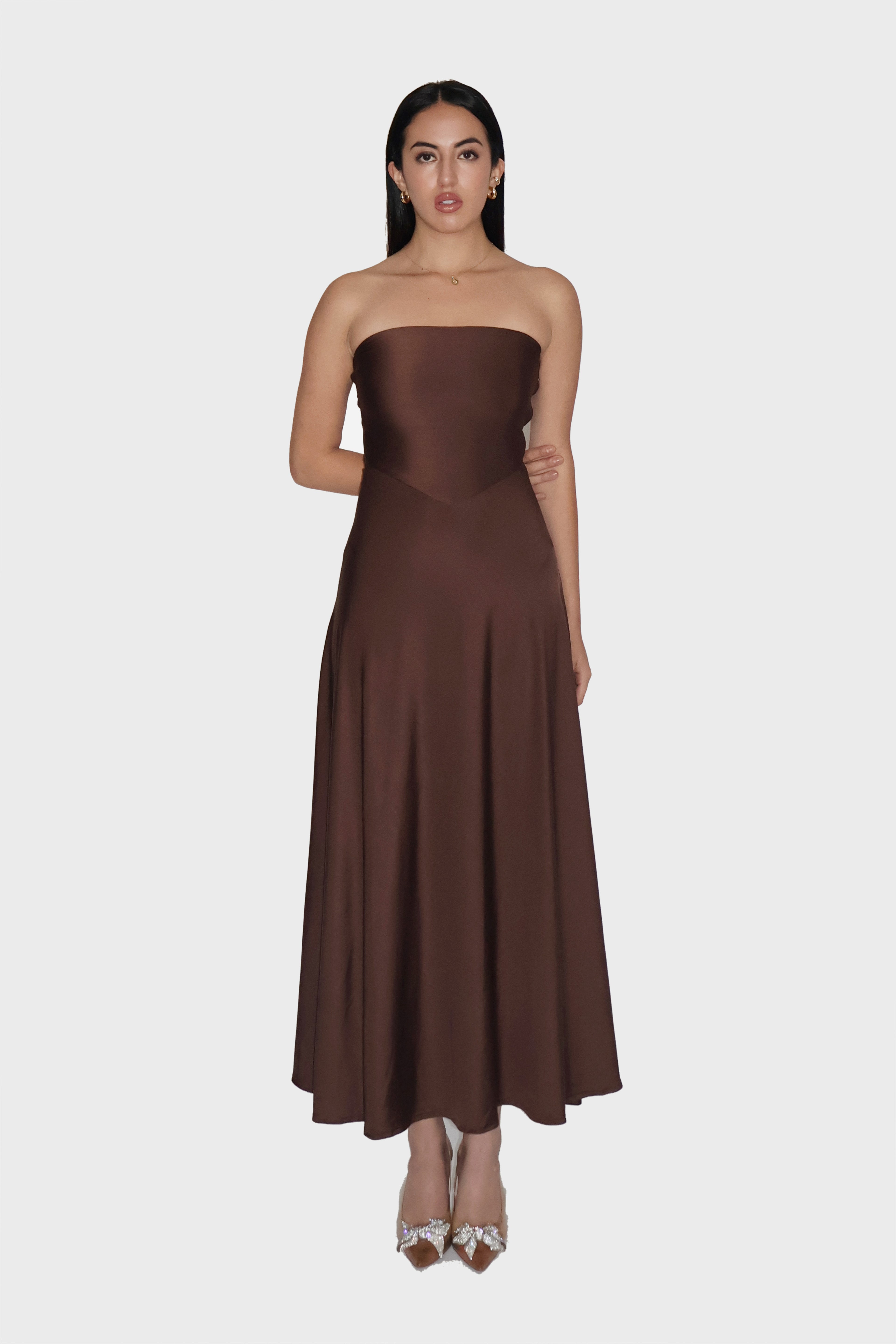 Brown Flare Tube Dress - Flow Dress (Coco)