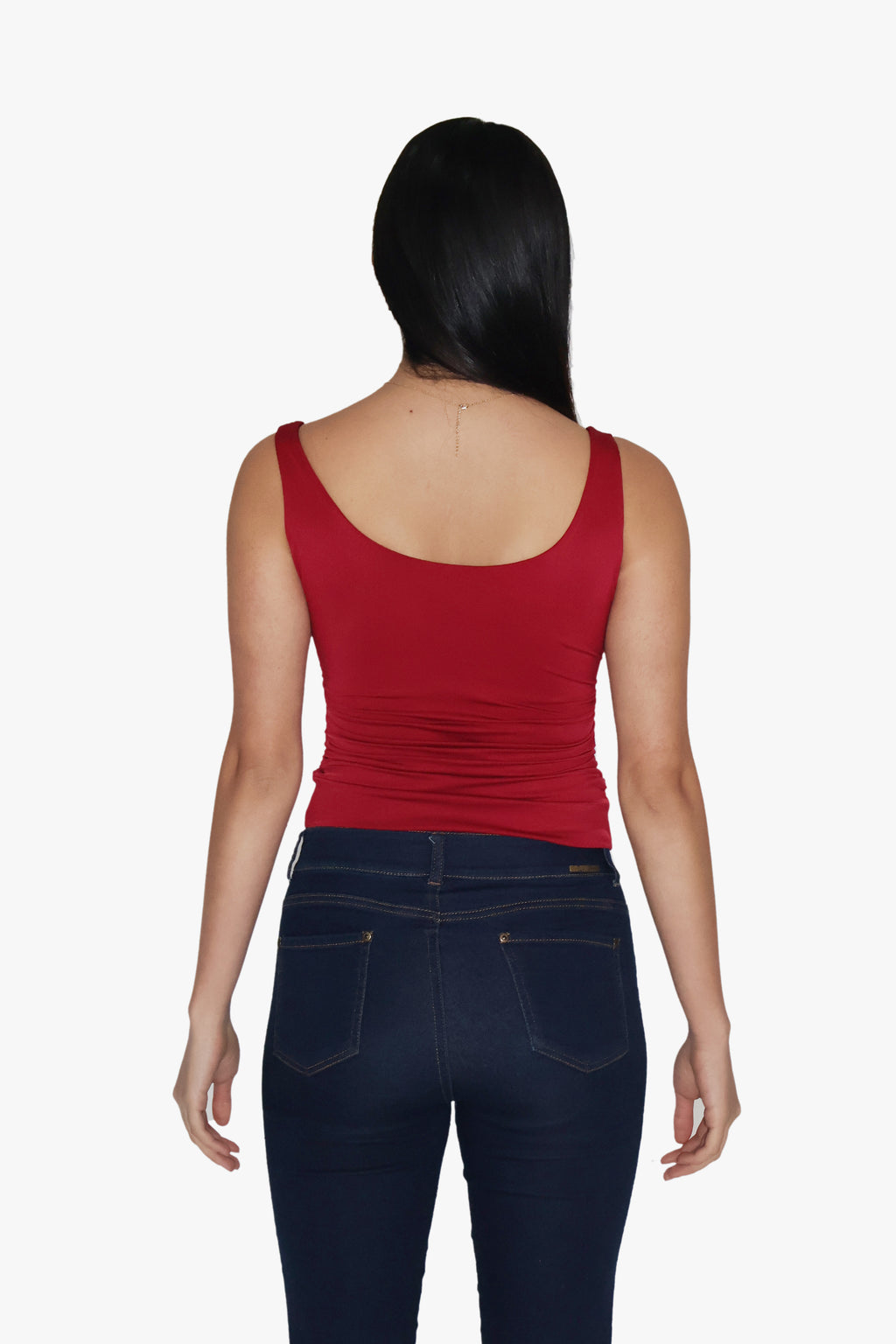 Khushi Hegde in Red Ruched Tank Top - Quill Top (Cherry)