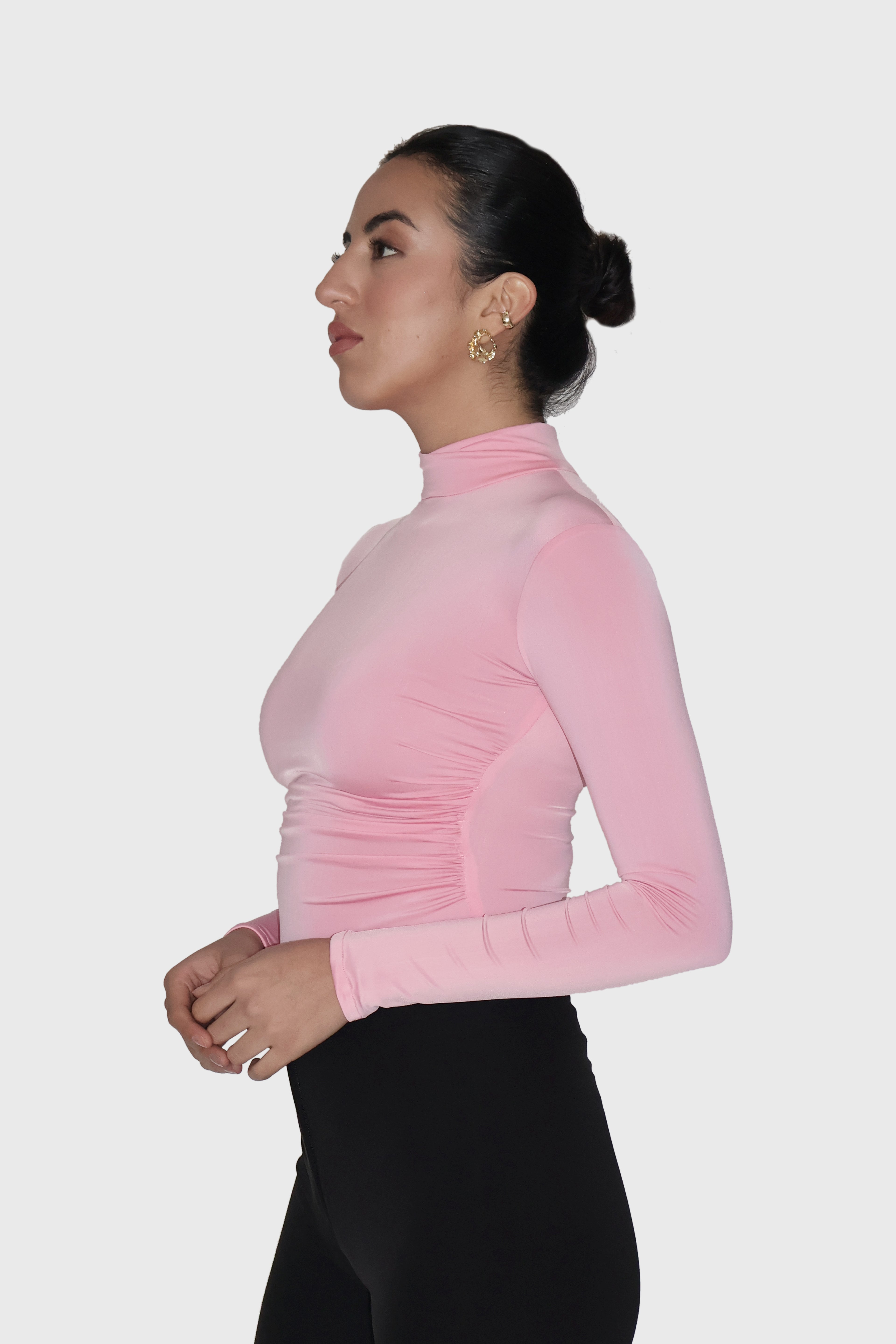 Pink Turtleneck Bodysuit - Birch Bodysuit (Flamingo)