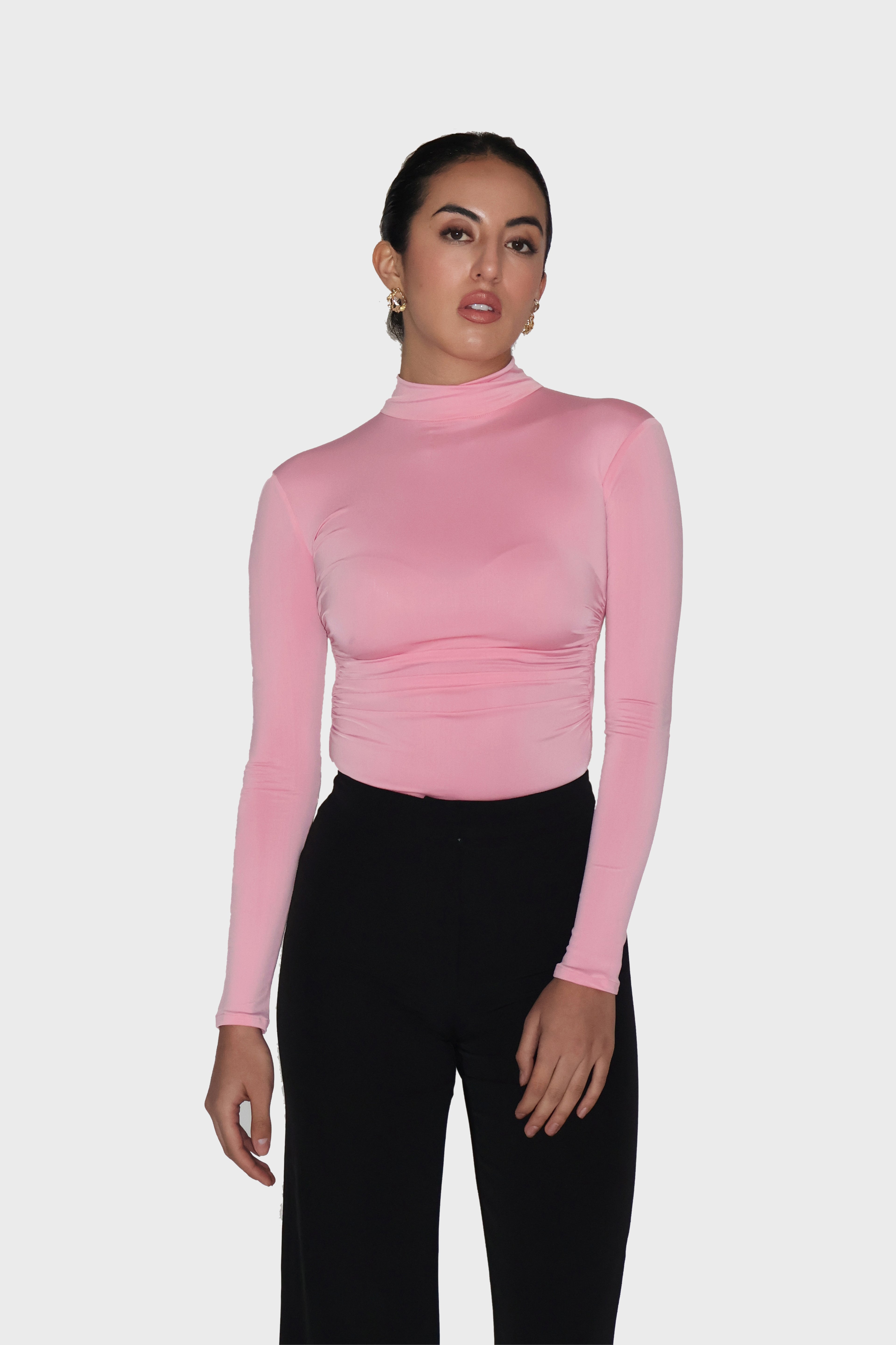 Pink Turtleneck Bodysuit - Birch Bodysuit (Flamingo)