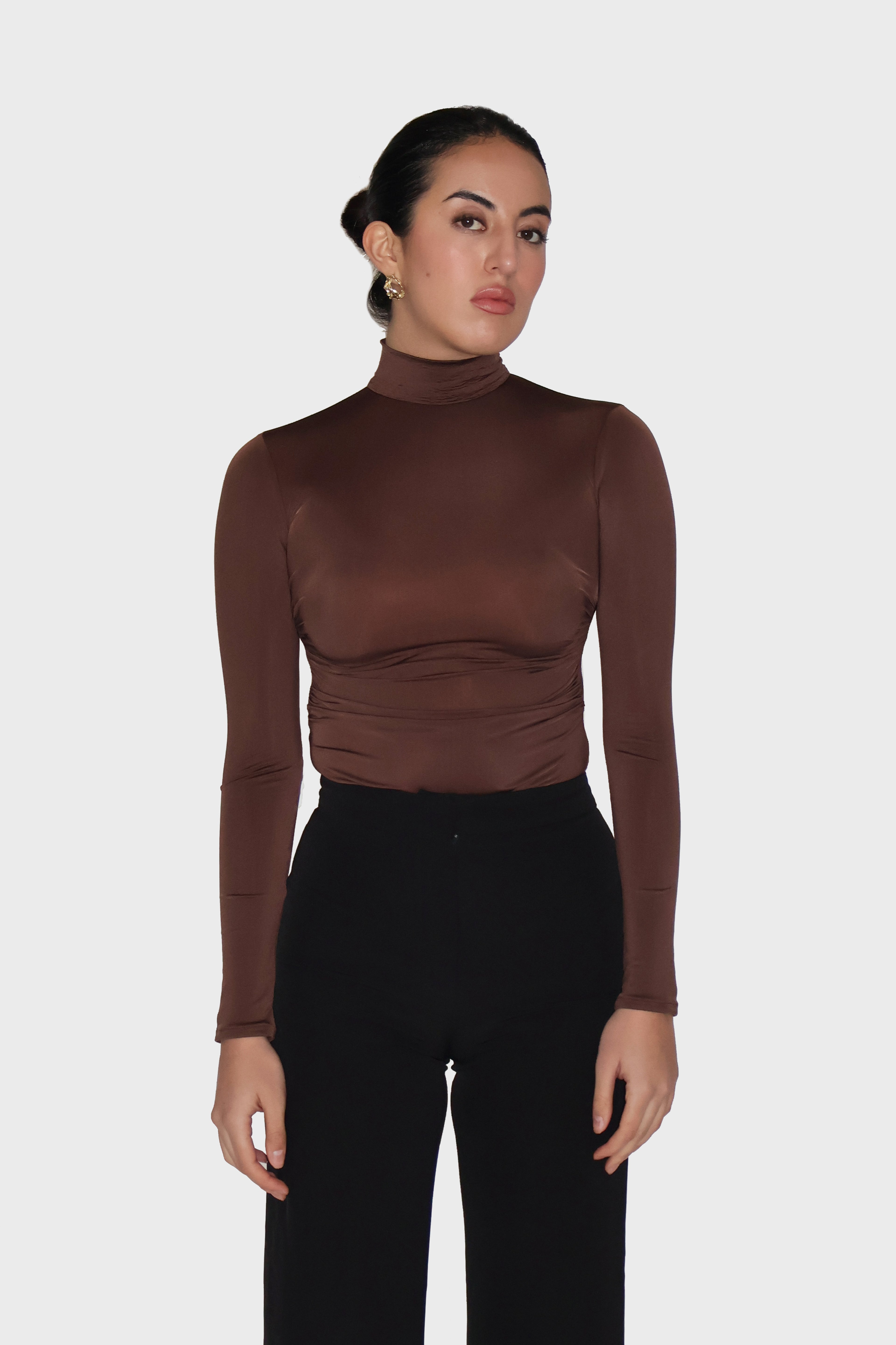 Brown Turtleneck Bodysuit - Birch Bodysuit (Coco)