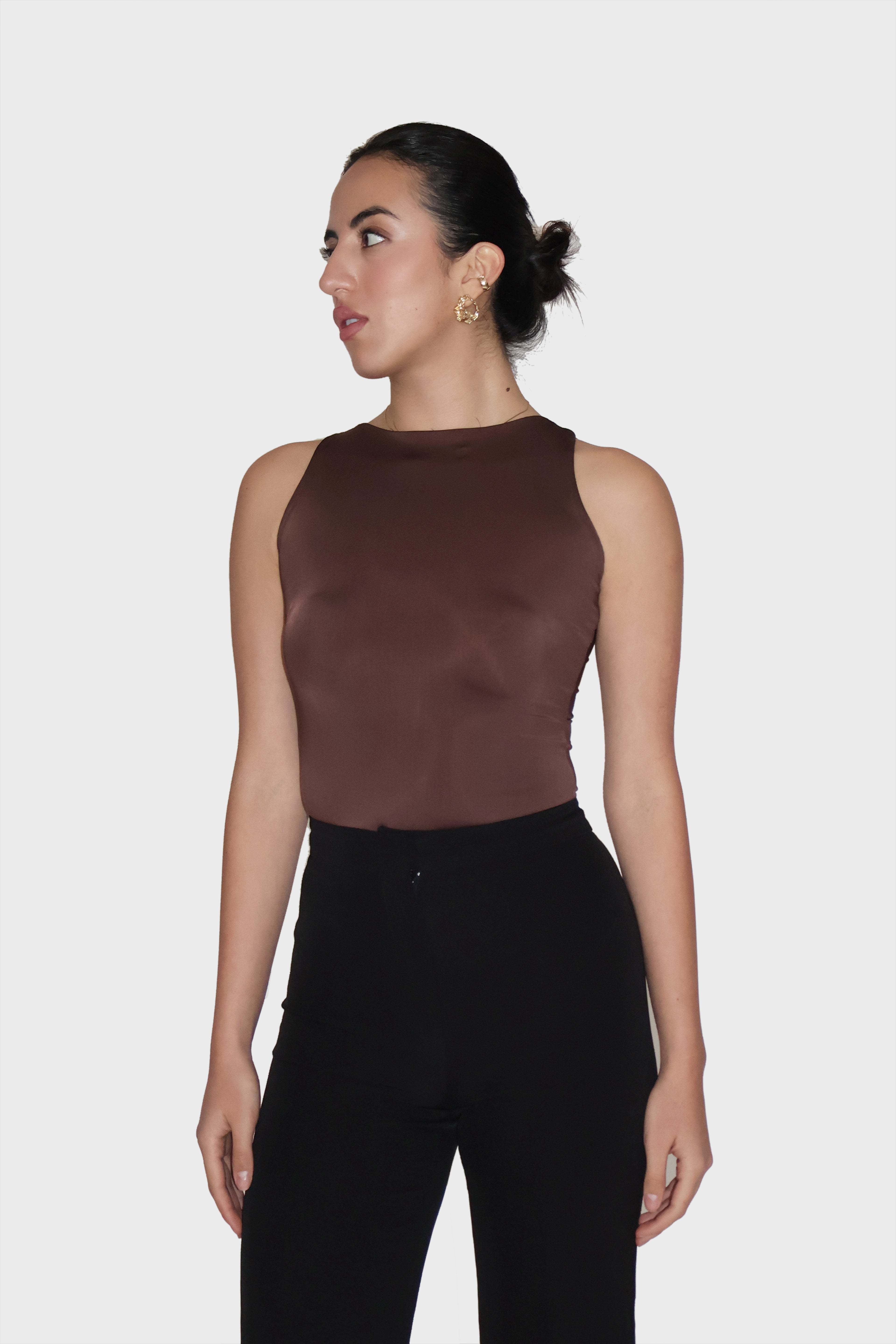 Brown Boat Neck Bodysuit - Fern Bodysuit (Coco)