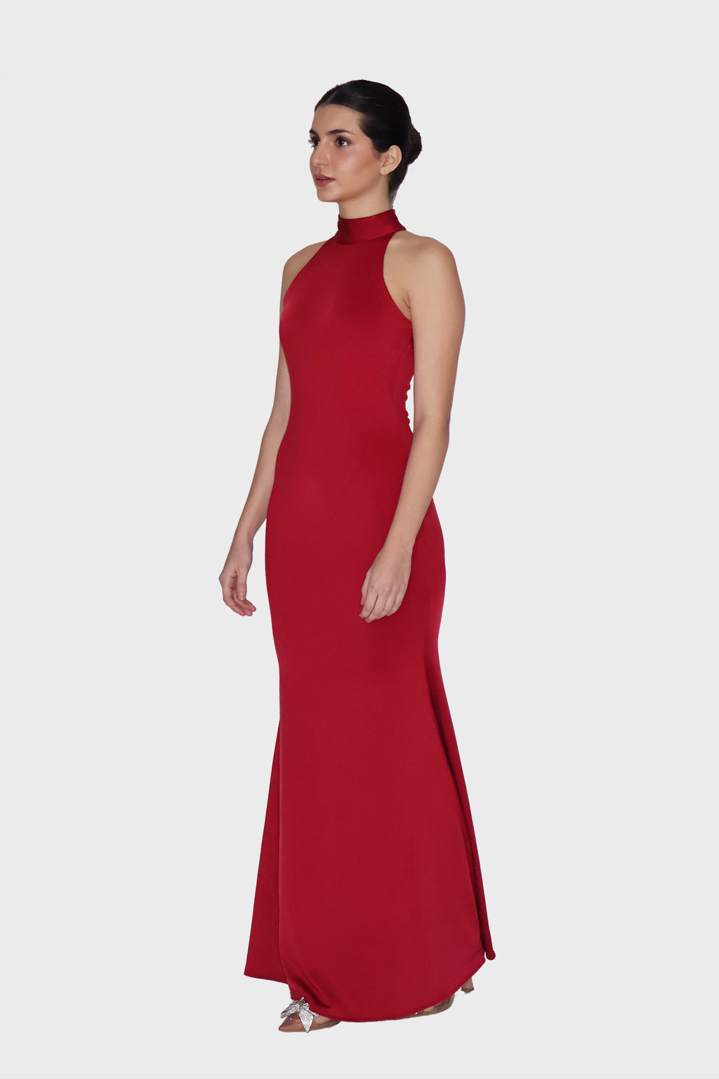 Sanjeevani in Red Halter Neck Maxi Dress - Ether Dress (Cherry)