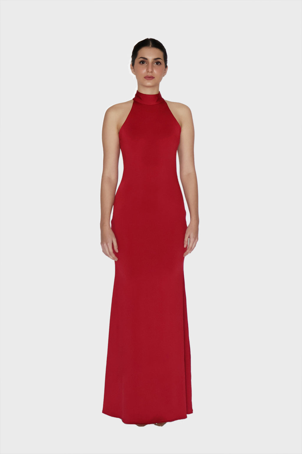 Sanjeevani in Red Halter Neck Maxi Dress - Ether Dress (Cherry)