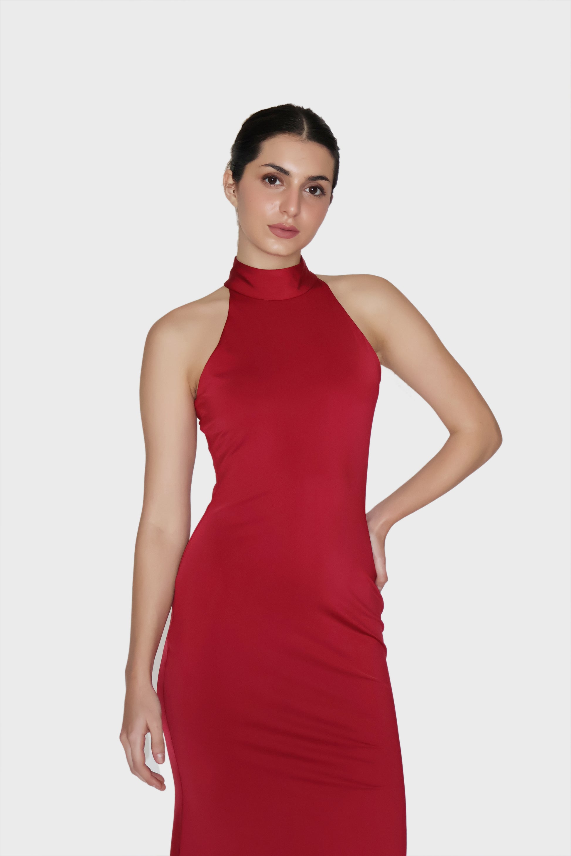 Red Halter Neck Maxi Dress - Ether Dress (Cherry) Red Halter Neck Maxi Dress - Ether Dress (Cherry)