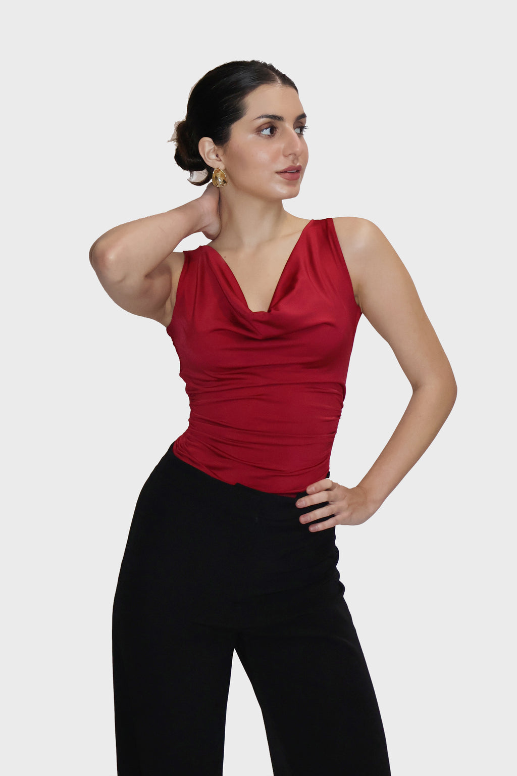 Red Cowl Neck Bodysuit - Prism Bodysuit (Cherry)