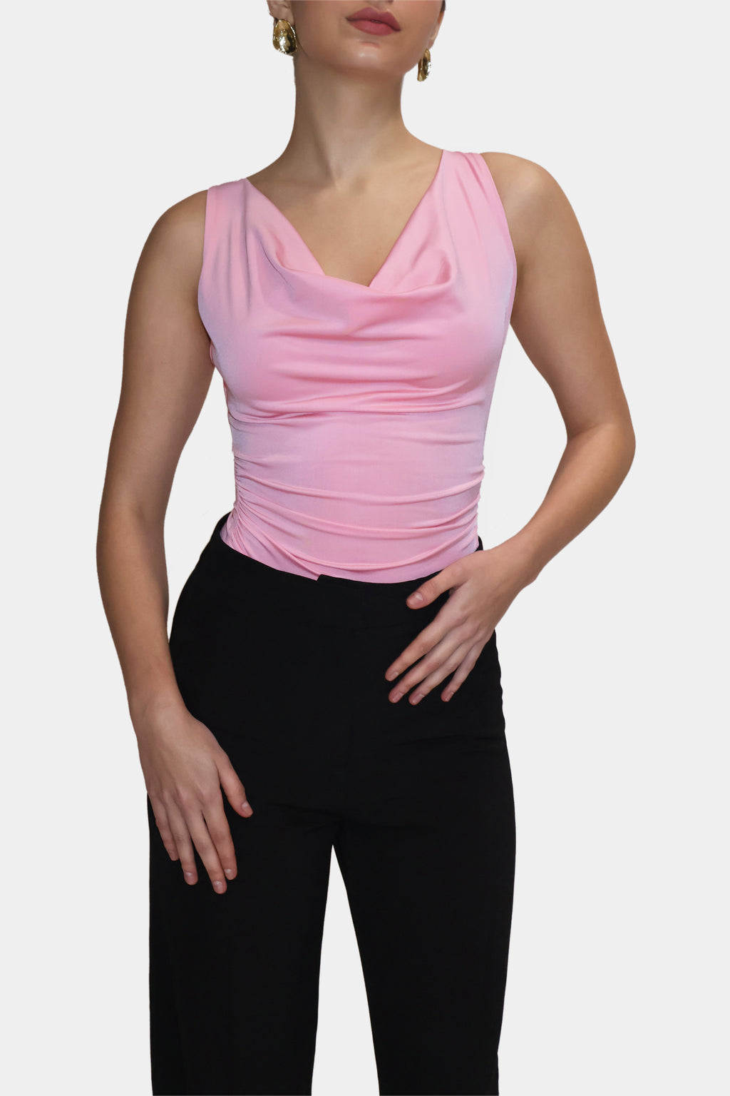 Pink Cowl Neck Bodysuit - Prism Bodysuit (Flamingo)