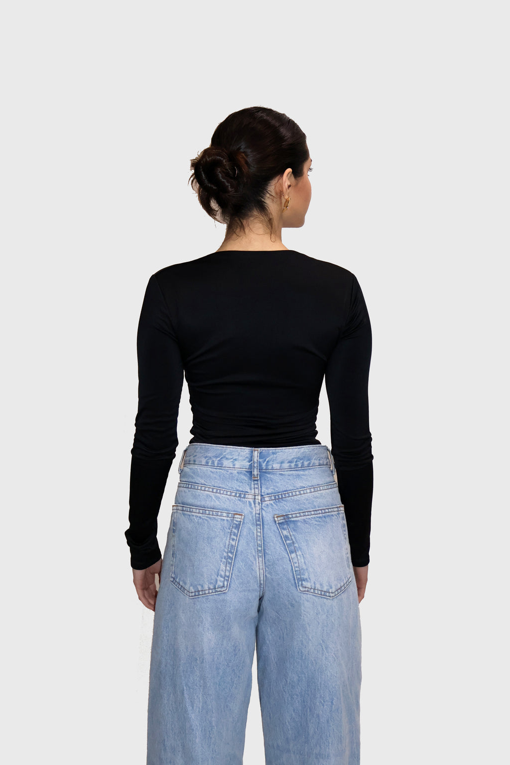 Black Square Neck Full Sleeve Top - Sway Top (Onyx)