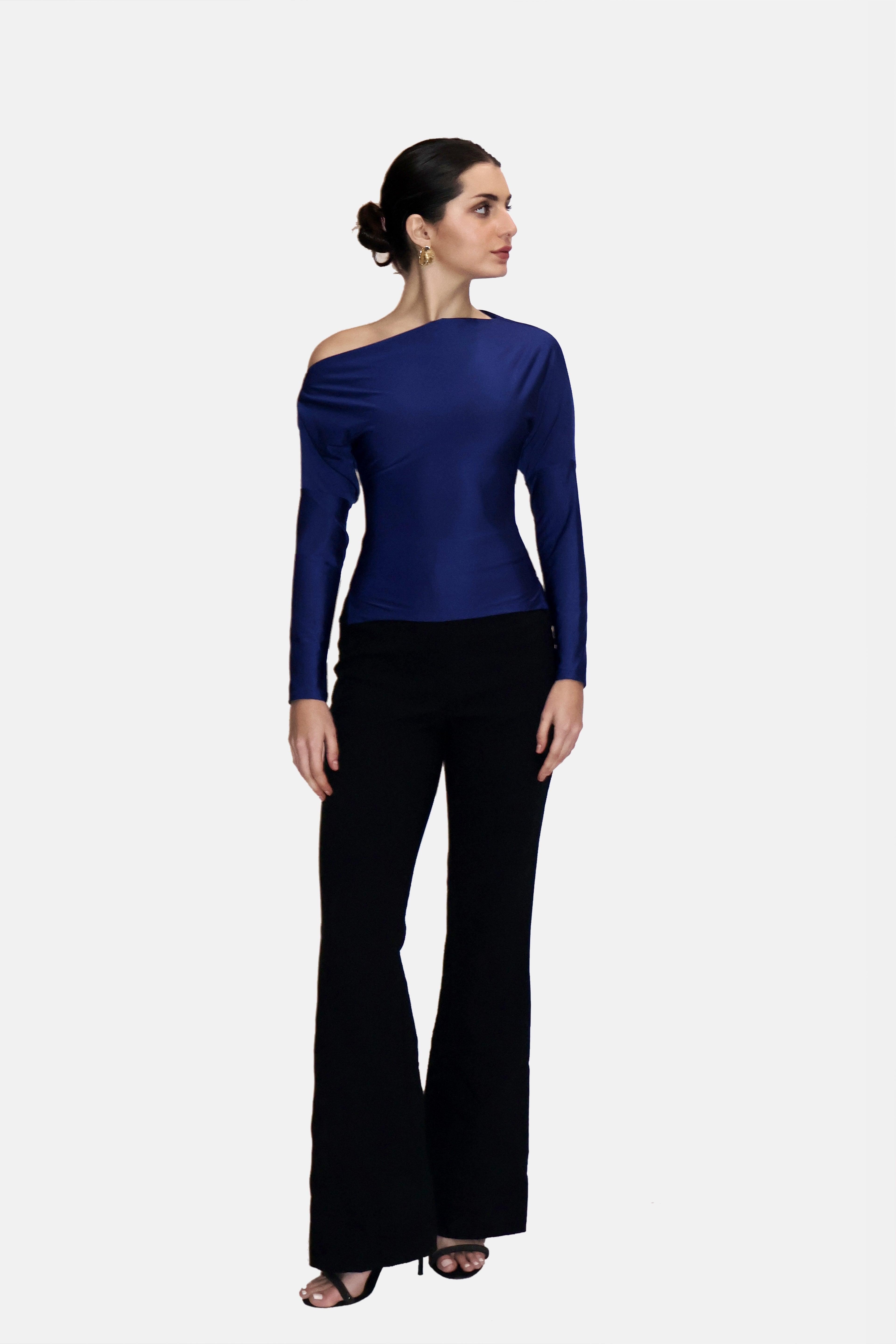 Blue One-Shoulder Full Sleeve Top - Oak Top (Navy)
