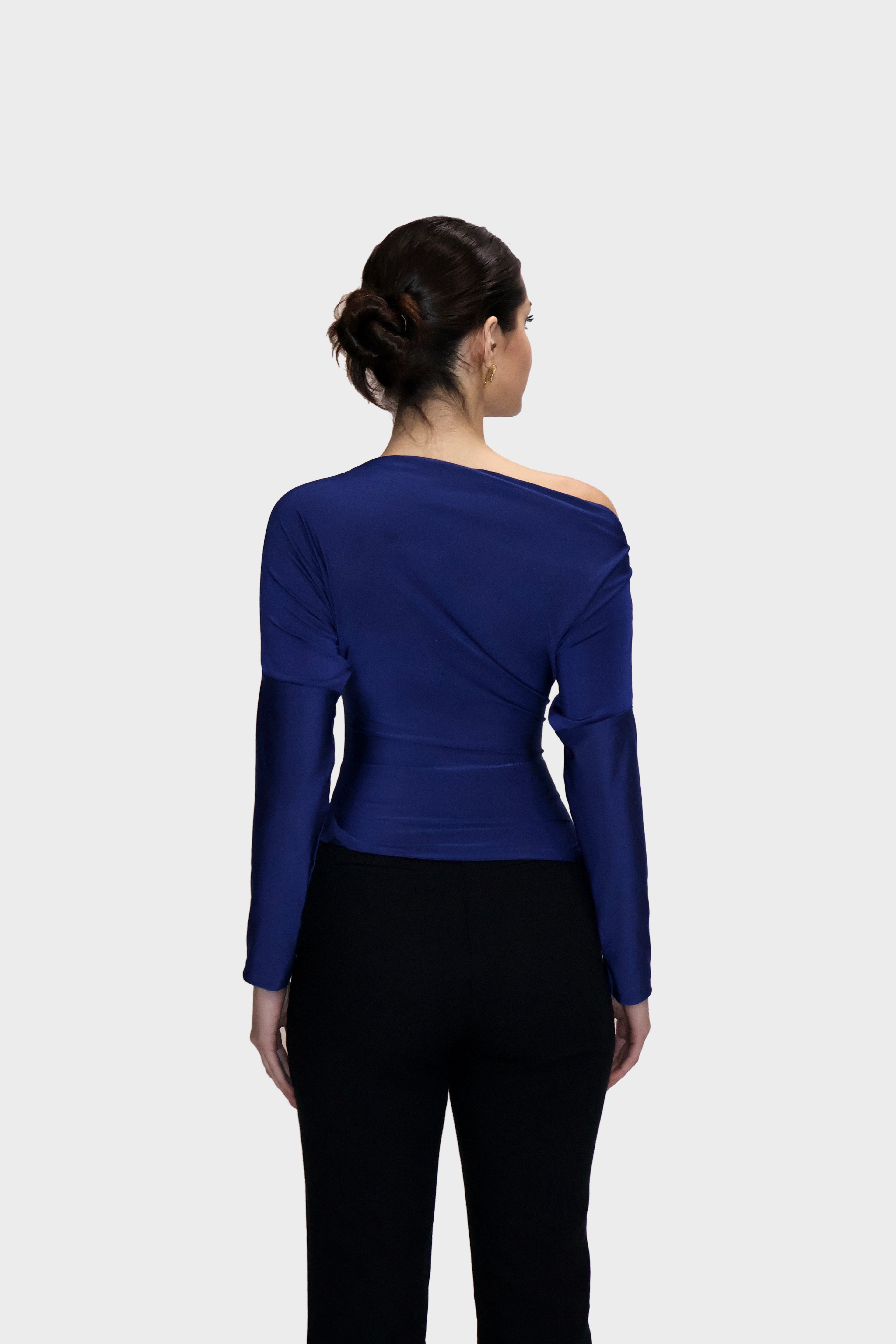 Blue One-Shoulder Full Sleeve Top - Oak Top (Navy)