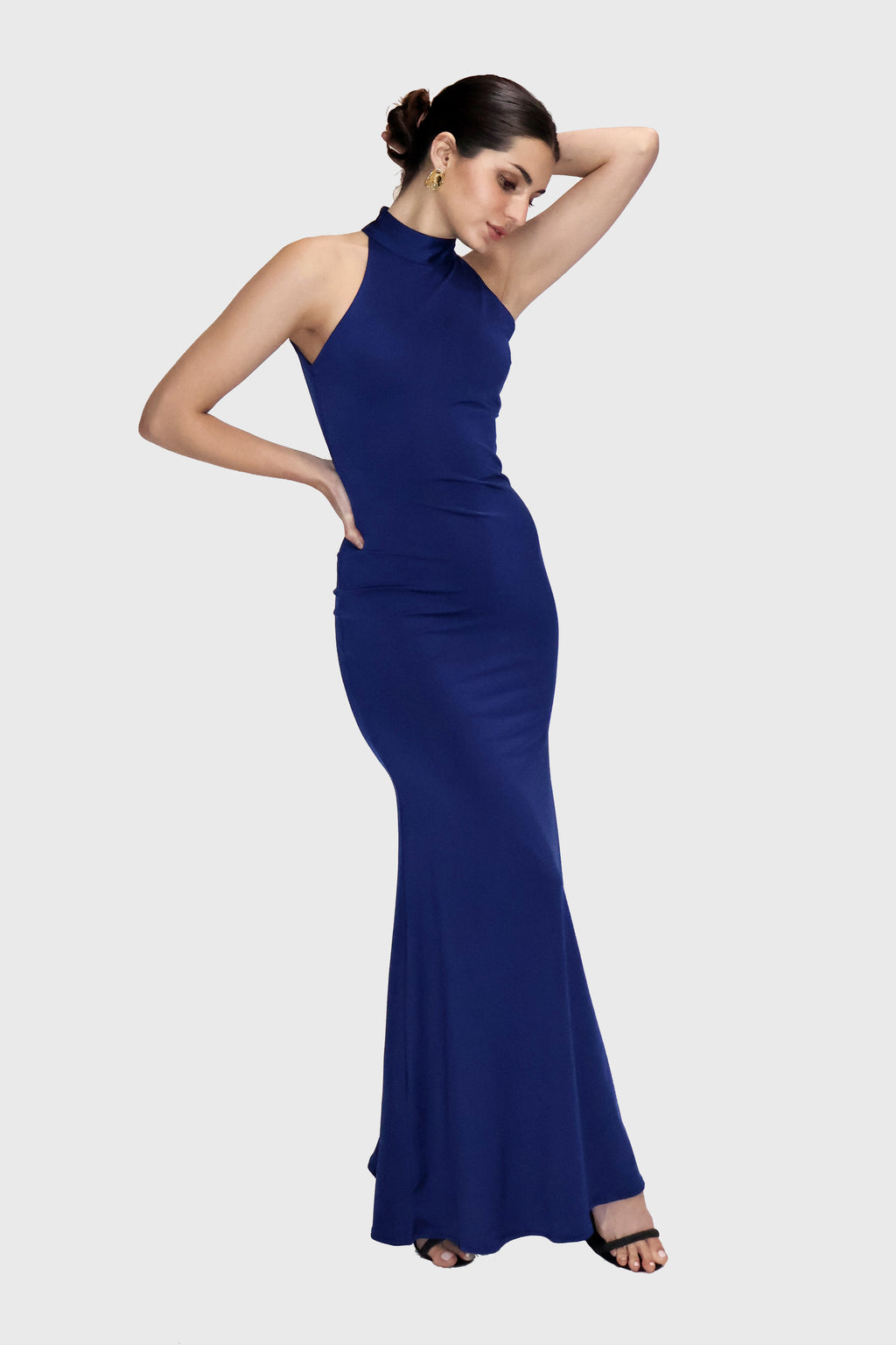 Parnika Tomar in Blue Long Halter Neck Maxi Dress - Ether Dress (Navy)