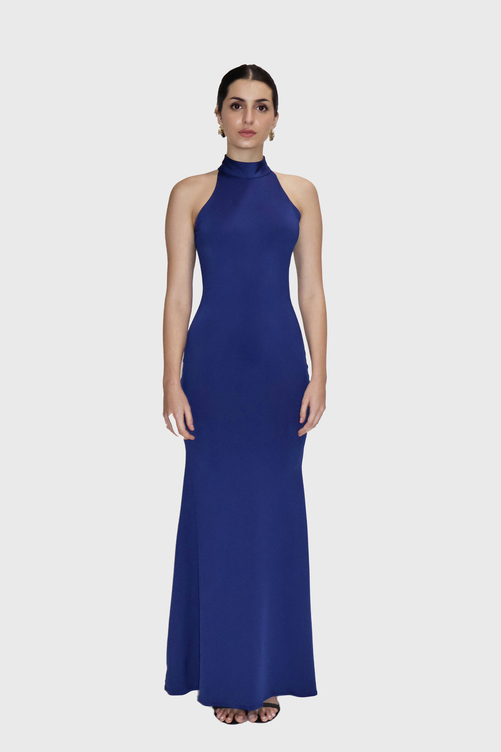 Parnika Tomar in Blue Long Halter Neck Maxi Dress - Ether Dress (Navy)