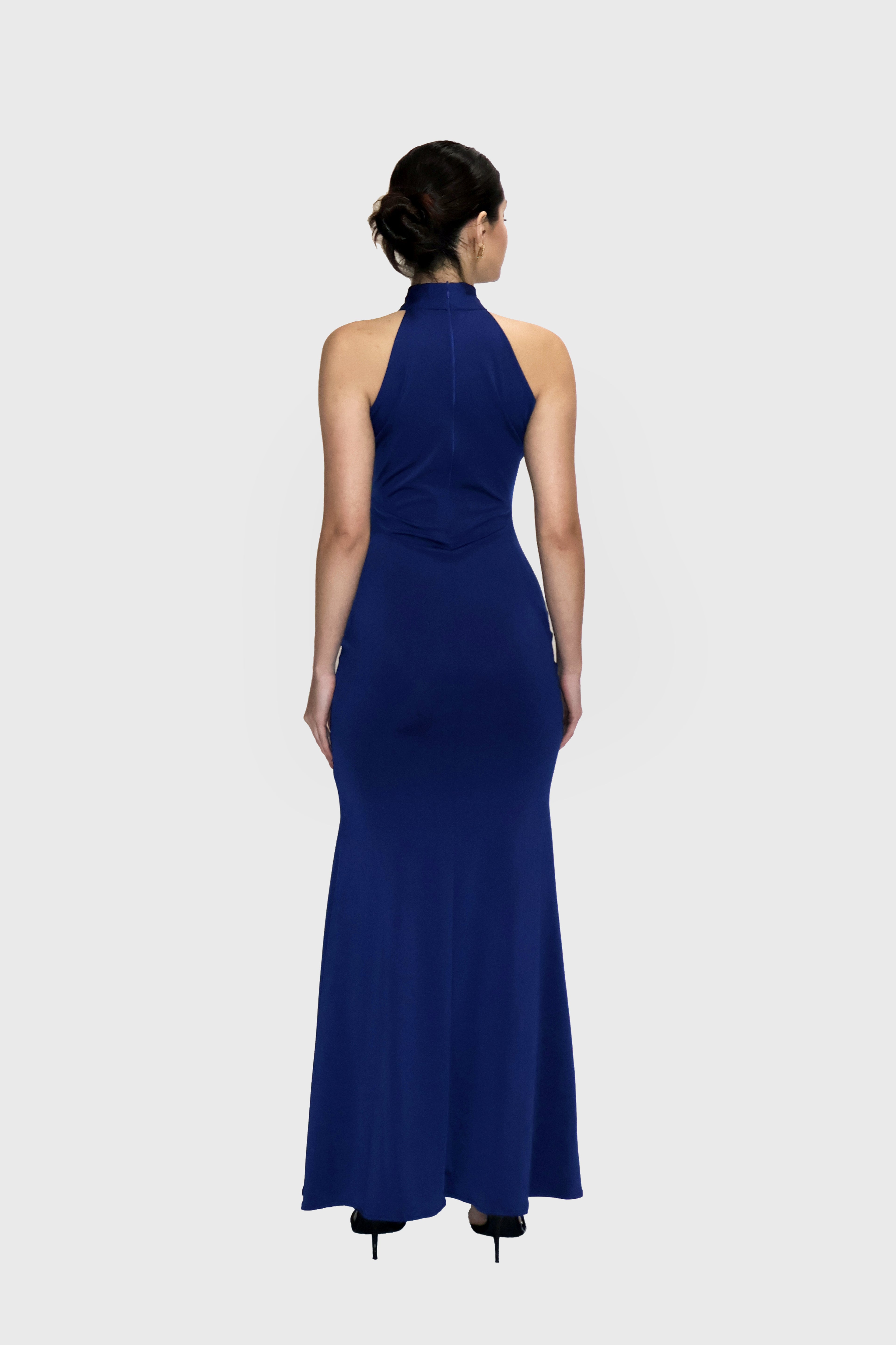 Parnika Tomar in Blue Long Halter Neck Maxi Dress - Ether Dress (Navy)
