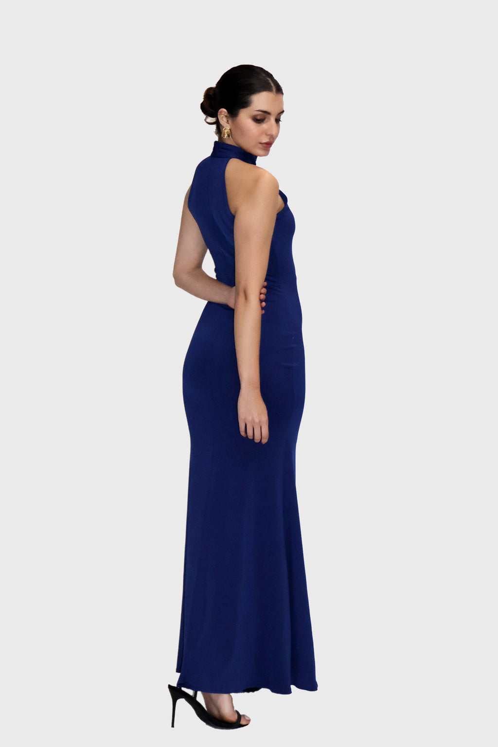 Parnika Tomar in Blue Long Halter Neck Maxi Dress - Ether Dress (Navy)