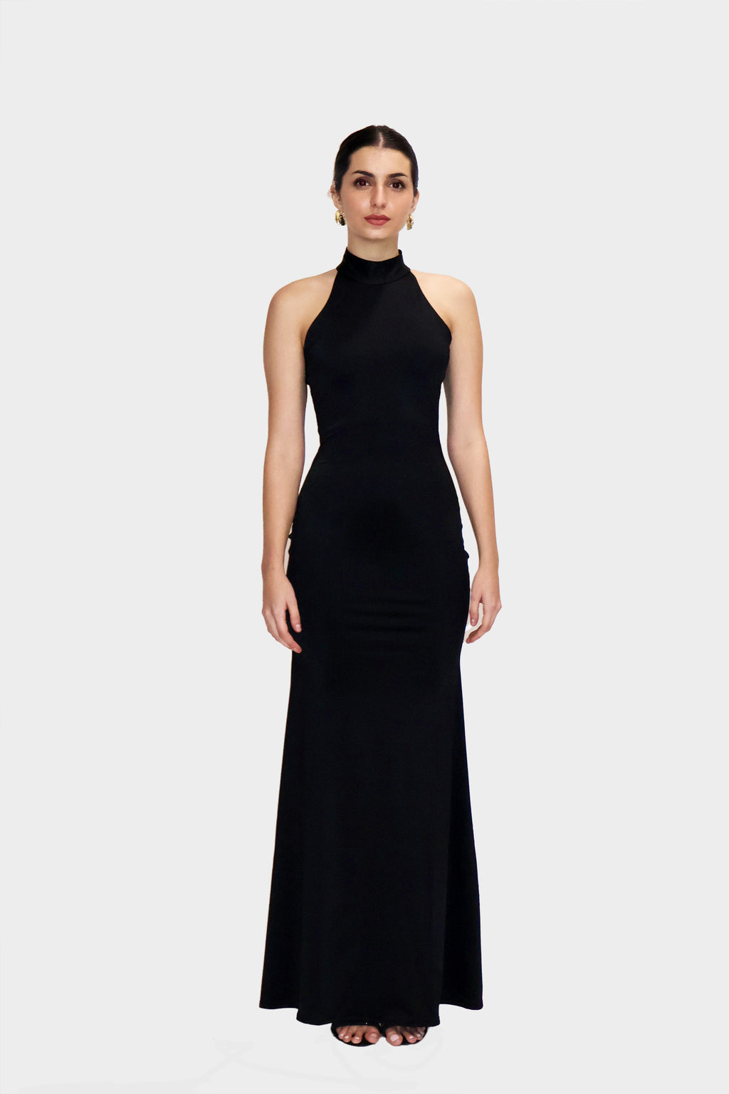 Black Long Halter Neck Maxi Dress - Ether Dress (Onyx)
