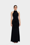 Black Long Halter Neck Maxi Dress - Ether Dress (Onyx)