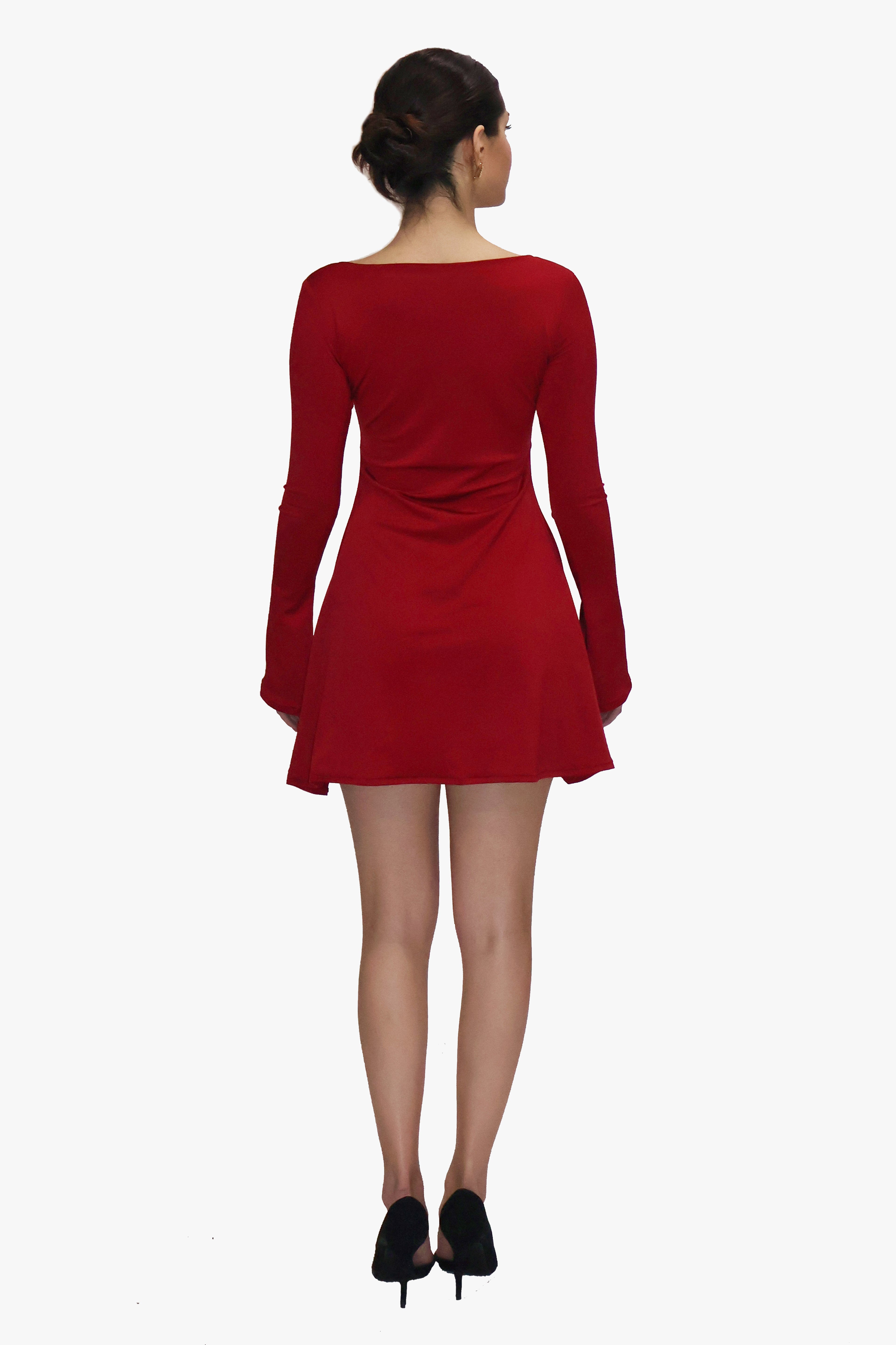 Red Short Flare Dress - Blair Dress (Cherry)