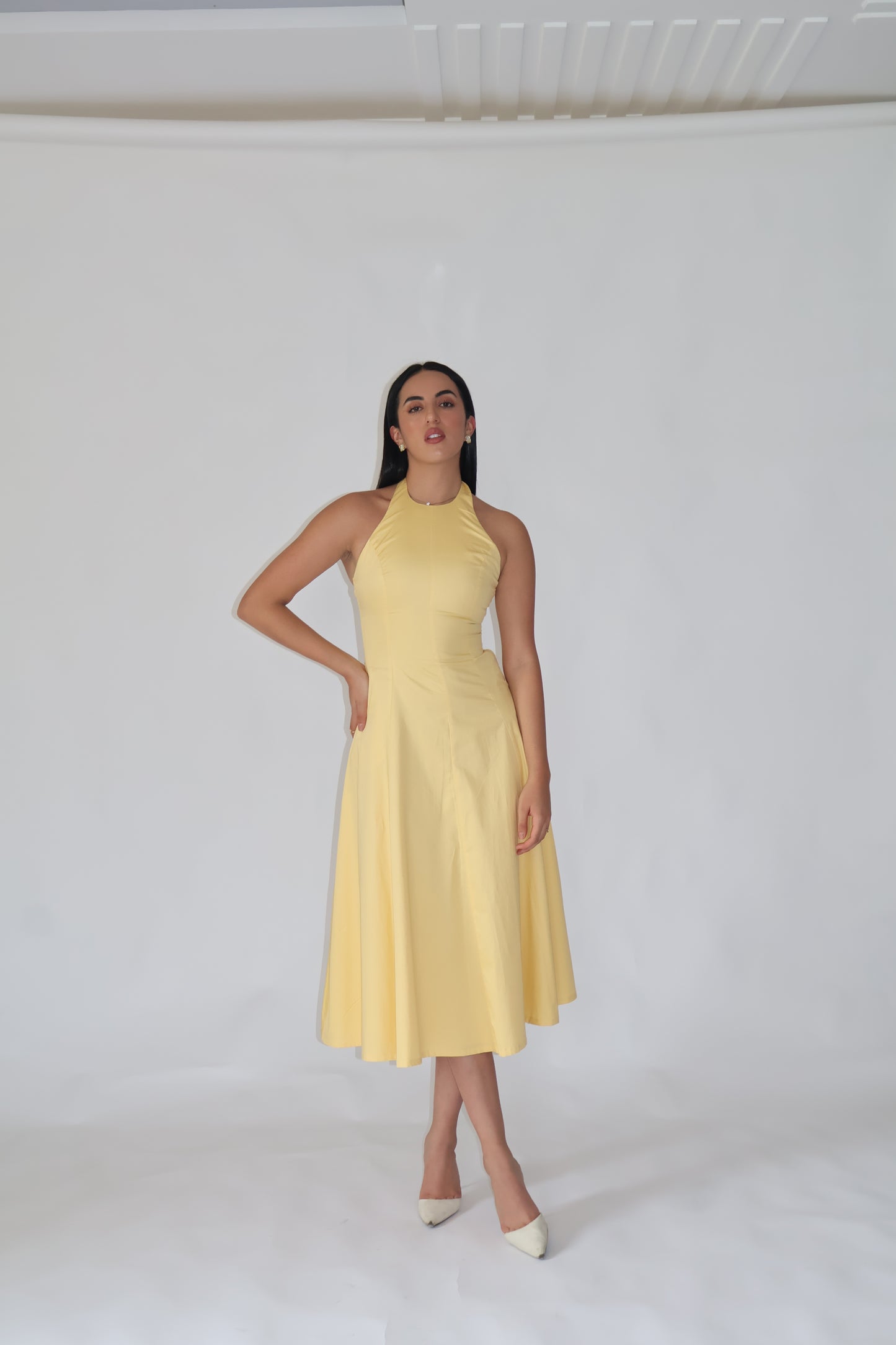Butter Yellow Halter Neck Dress – LILY