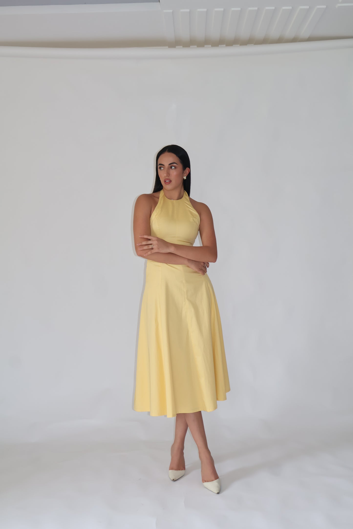 Butter Yellow Halter Neck Dress – LILY