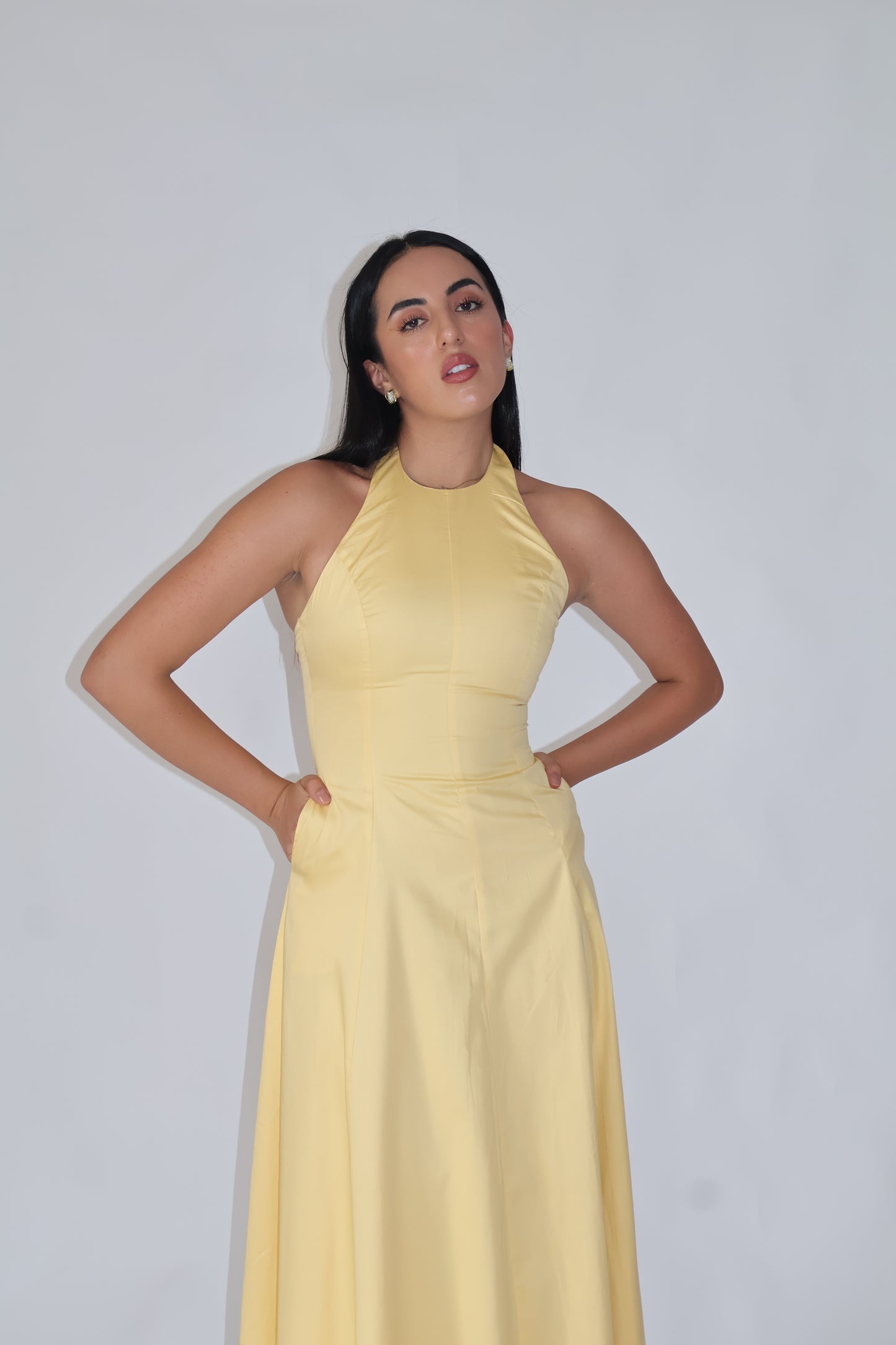 Butter Yellow Halter Neck Dress – LILY
