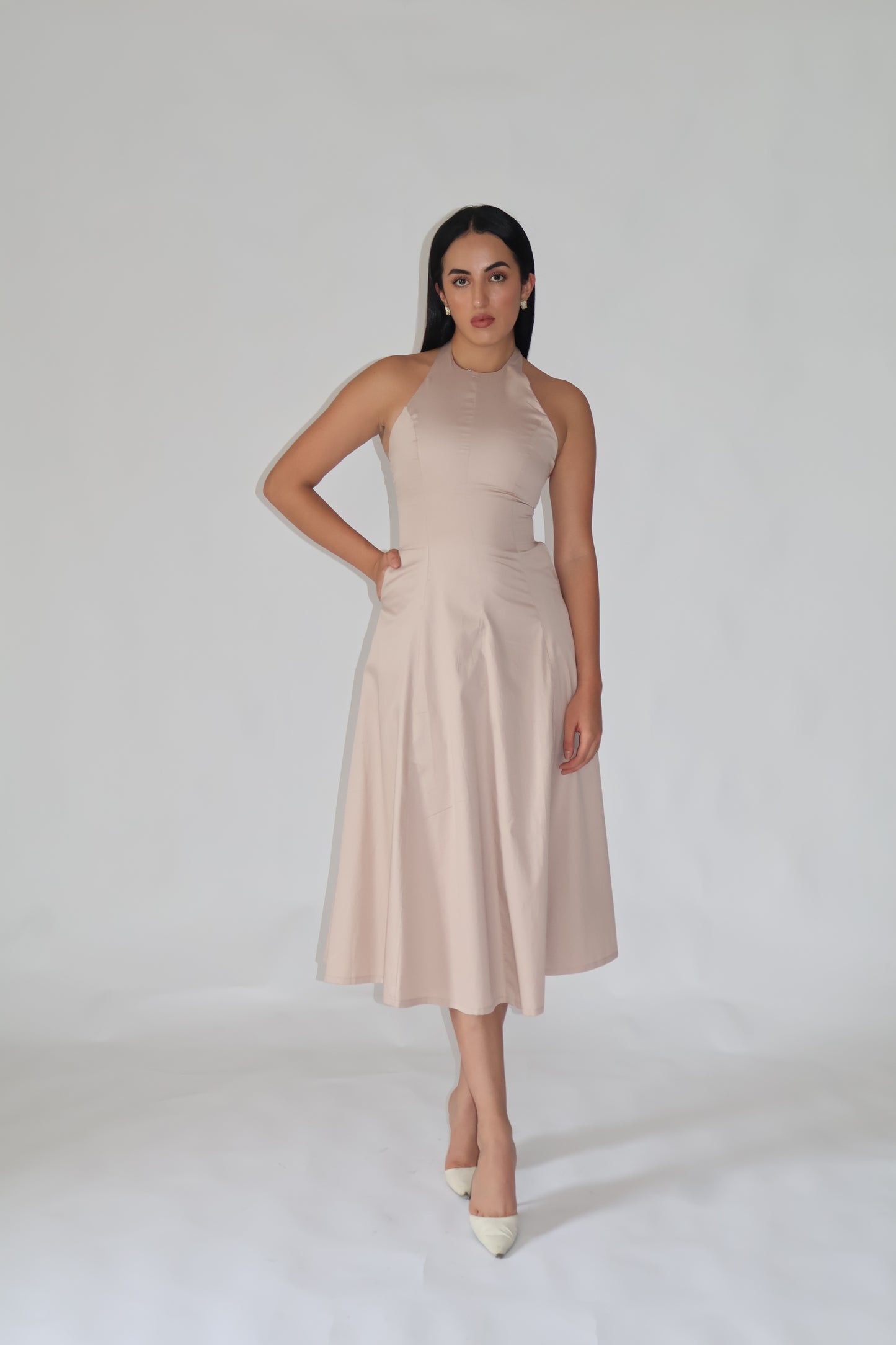 Sand Halter Neck Dress – LILY